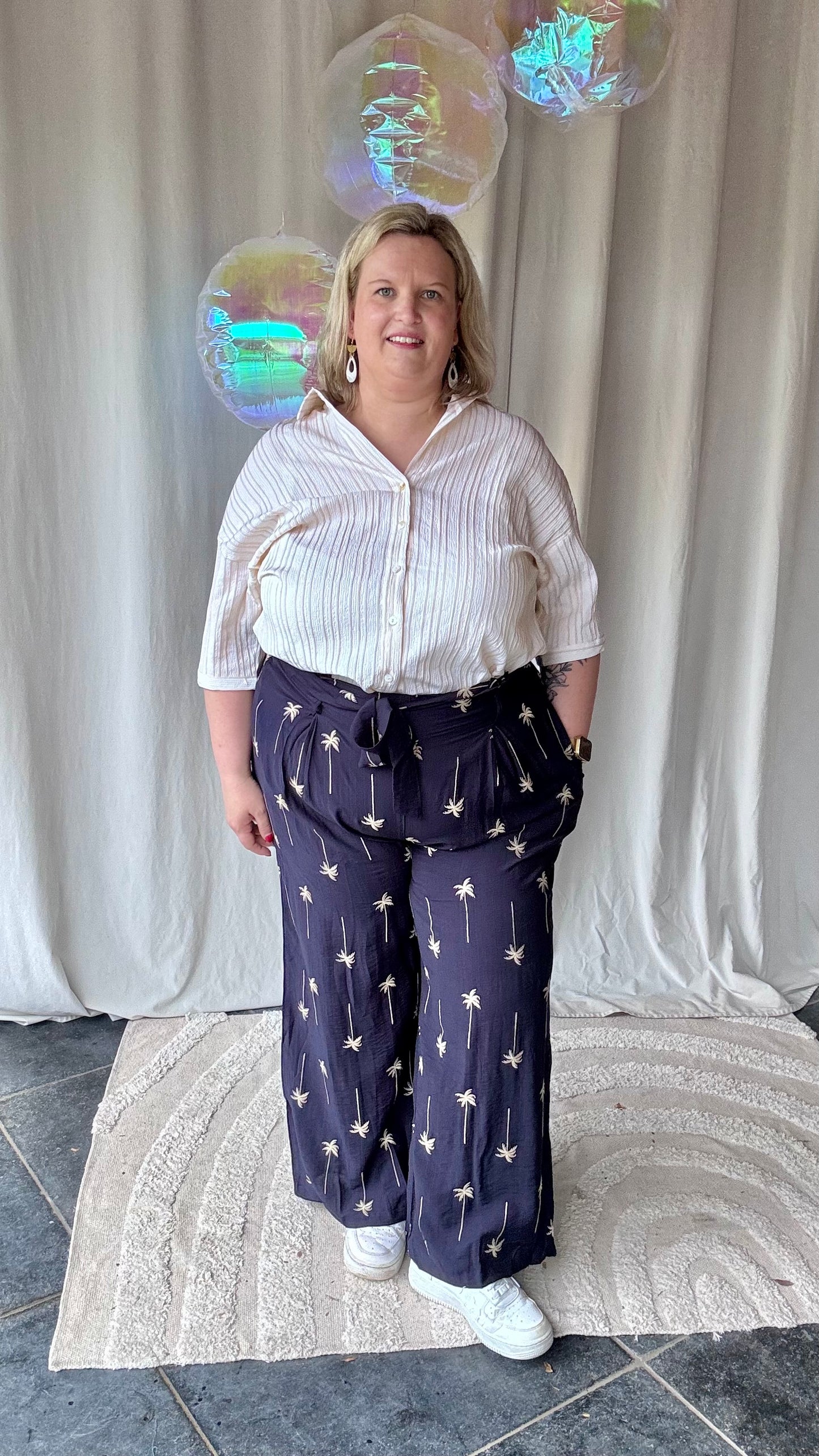 Palmtree pants navy