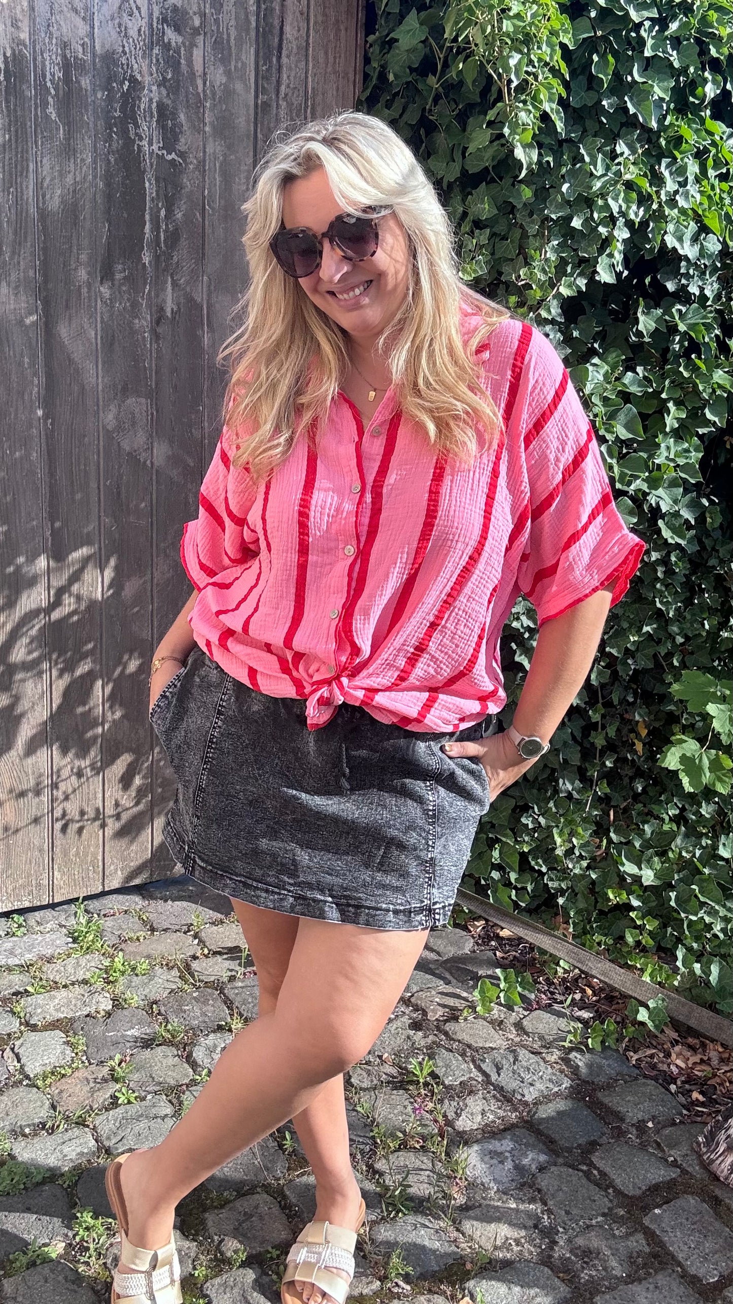 Denim skort grijs