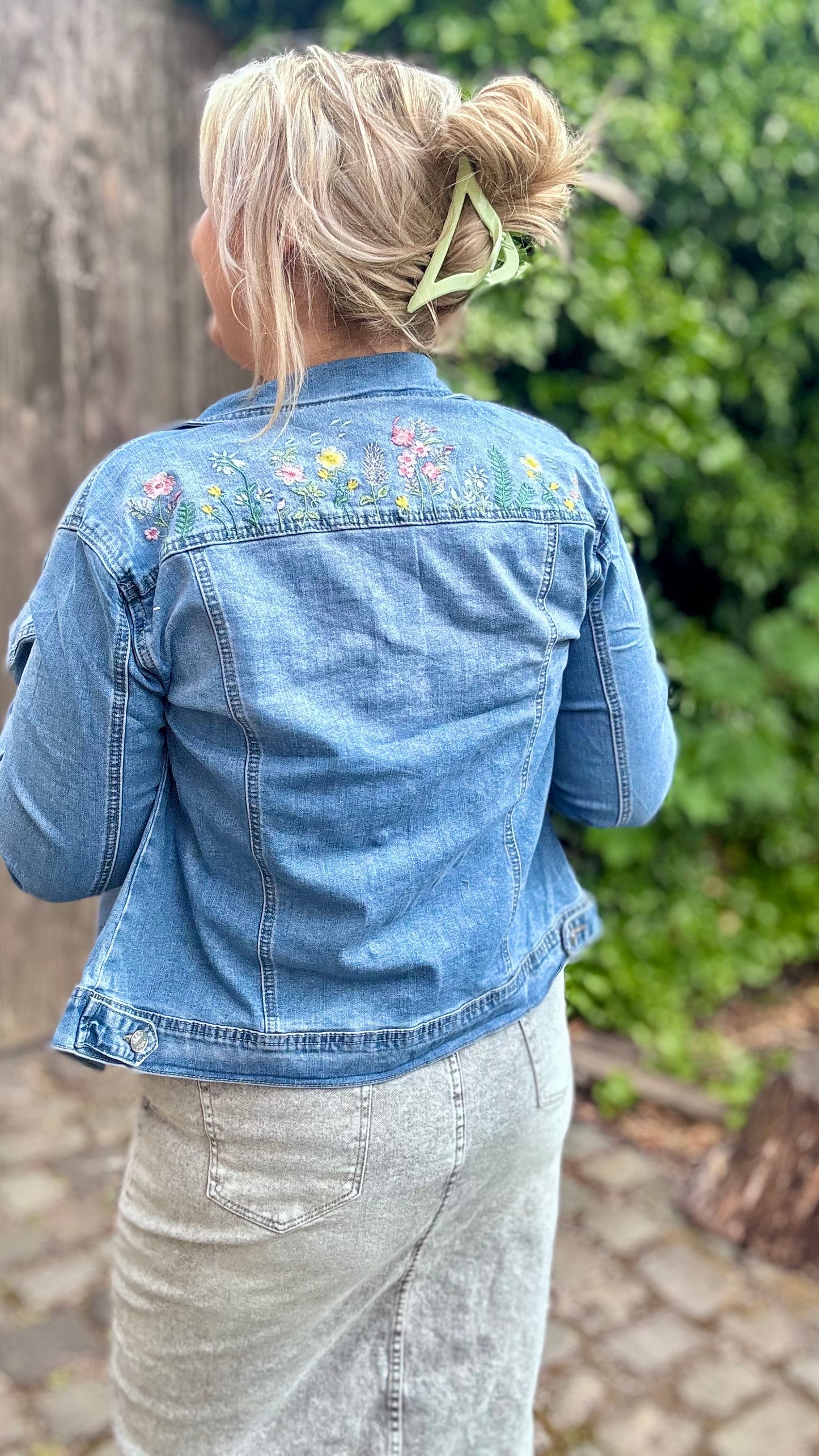 Floral jeansvest