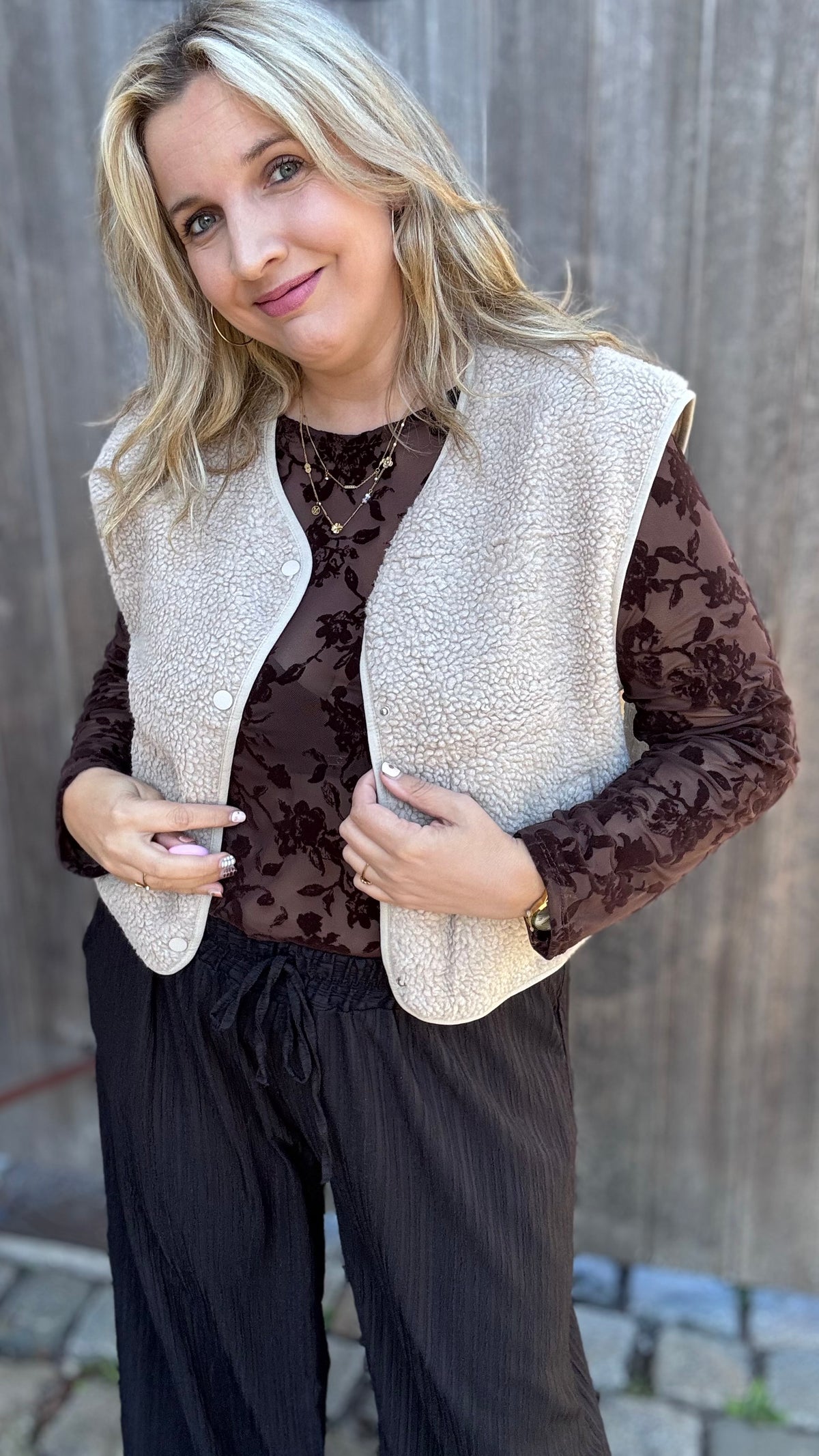 Velvet bloom blouse - Bruin