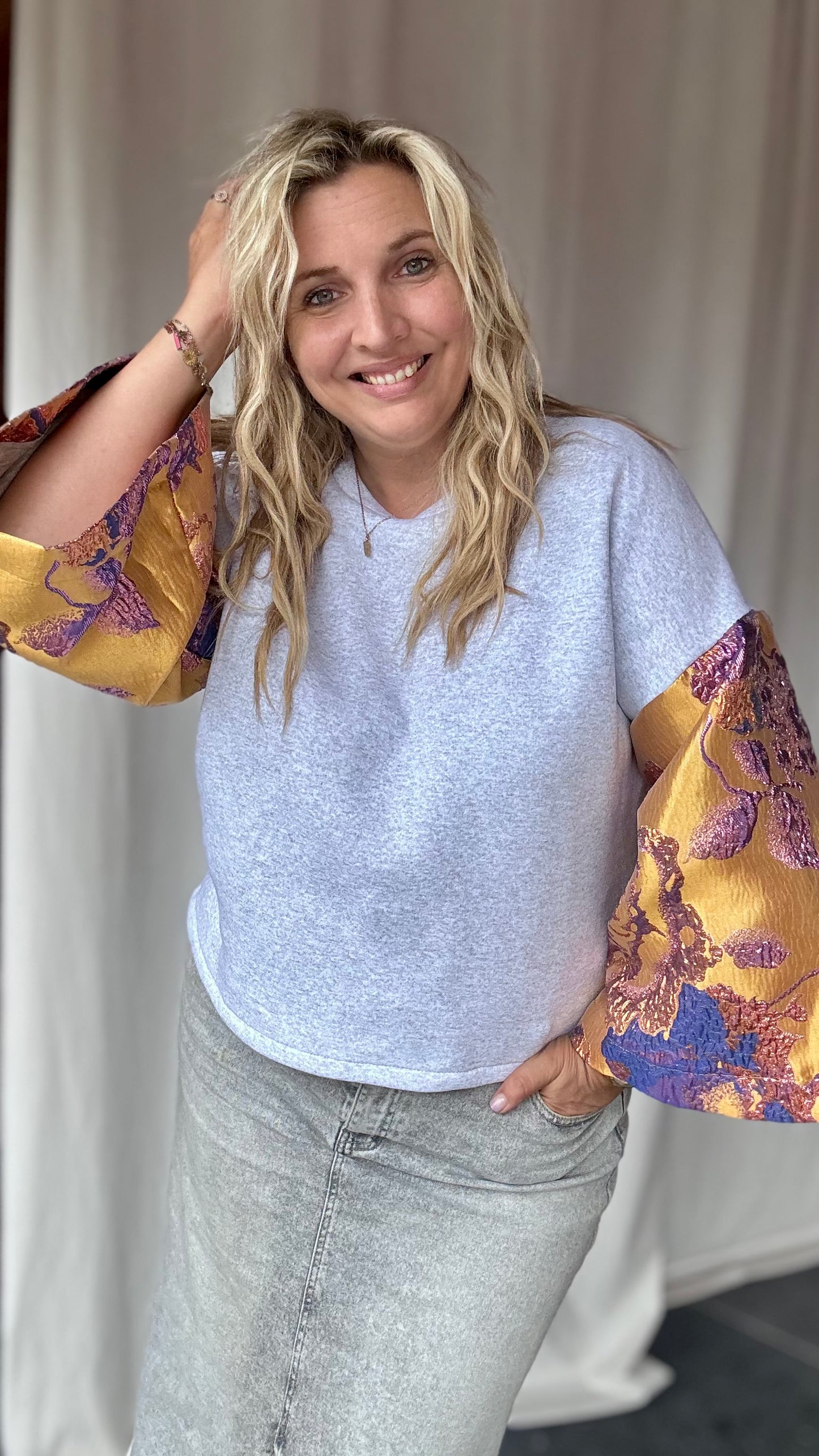 Shimmer sweater - grijs/goud