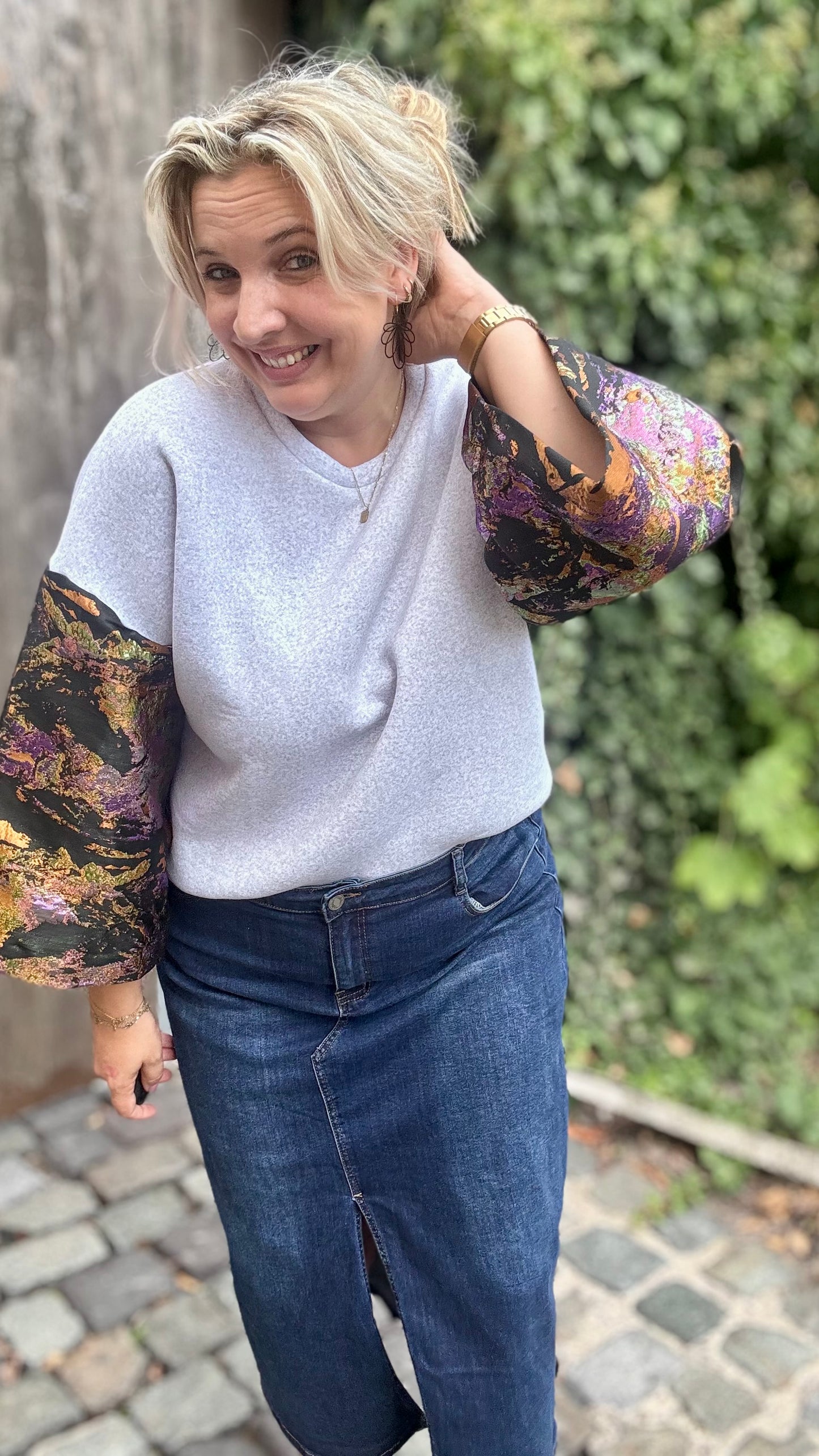 Shimmer sweater - Grijs/zwart