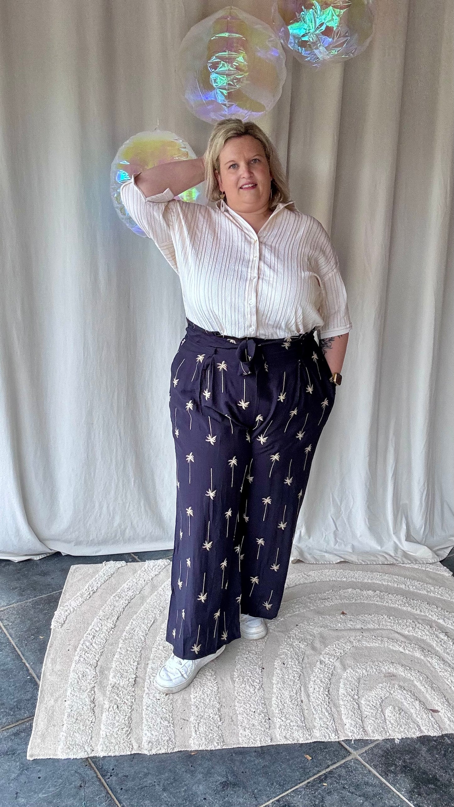 Palmtree pants navy