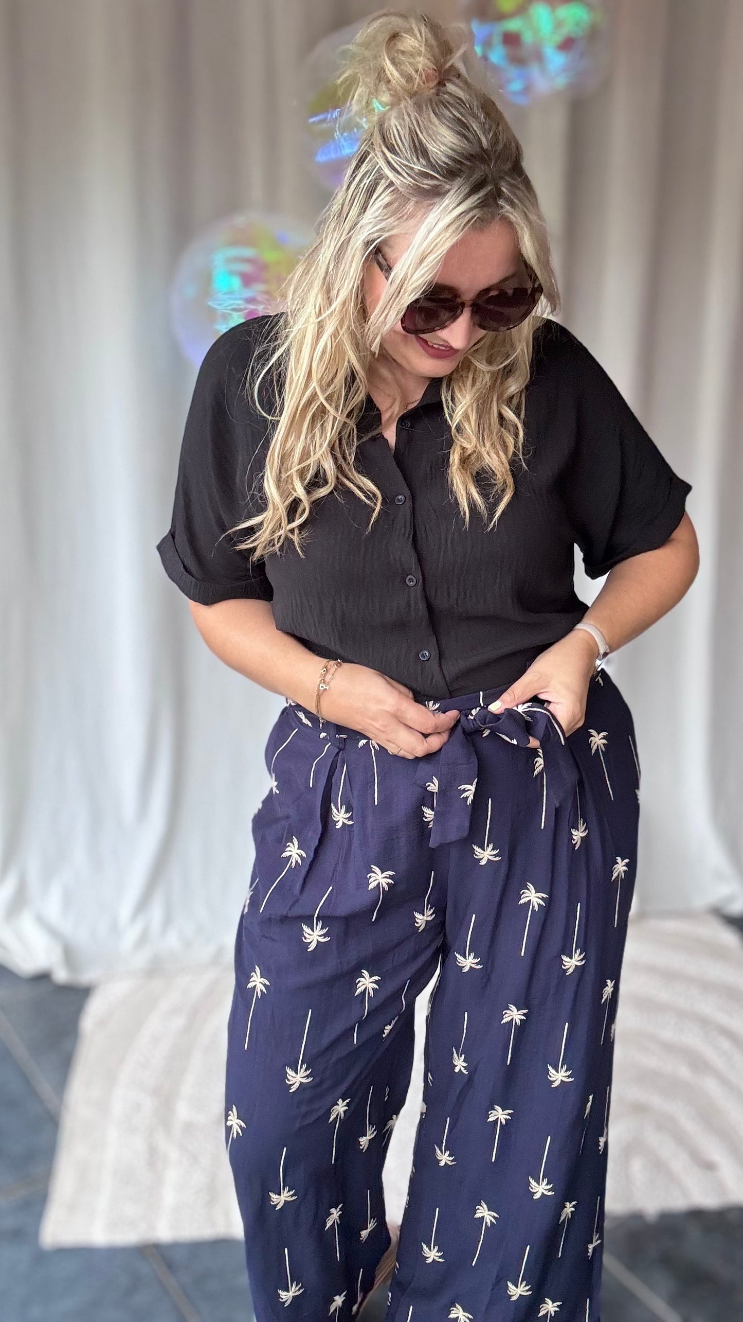 Palmtree pants navy