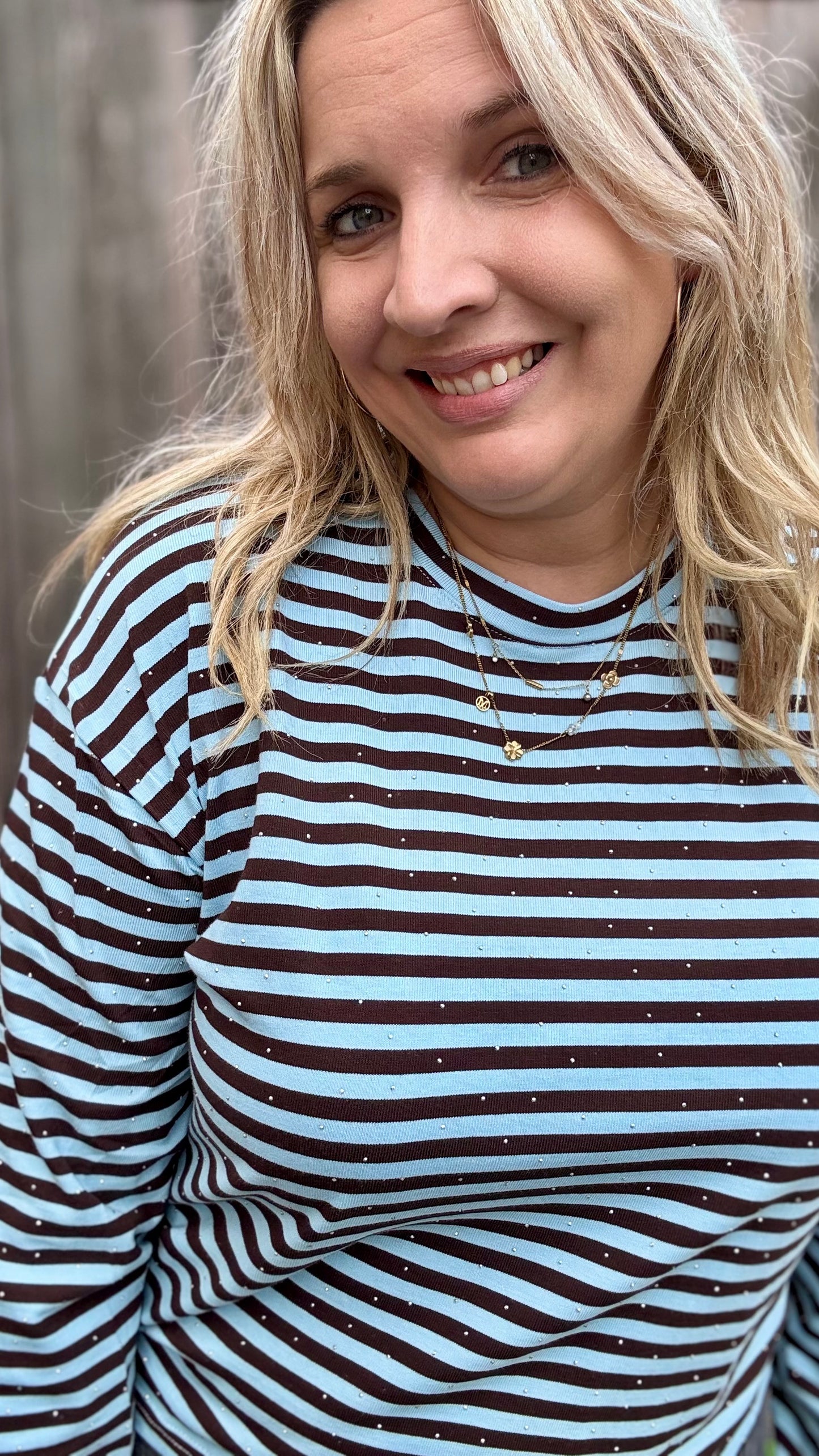Striped spark trui - Bruin/Blauw