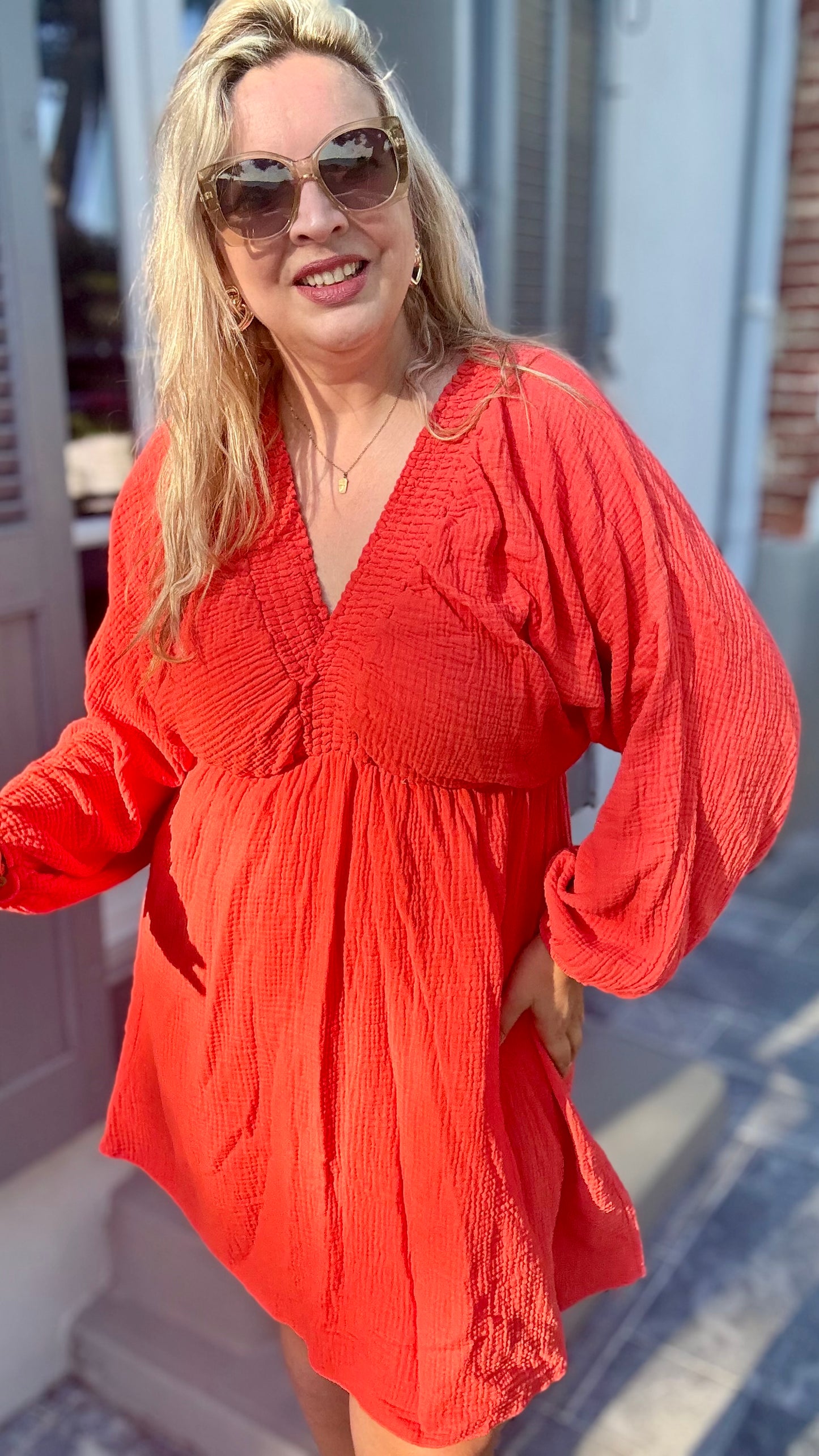 Sella jurk koraalrood