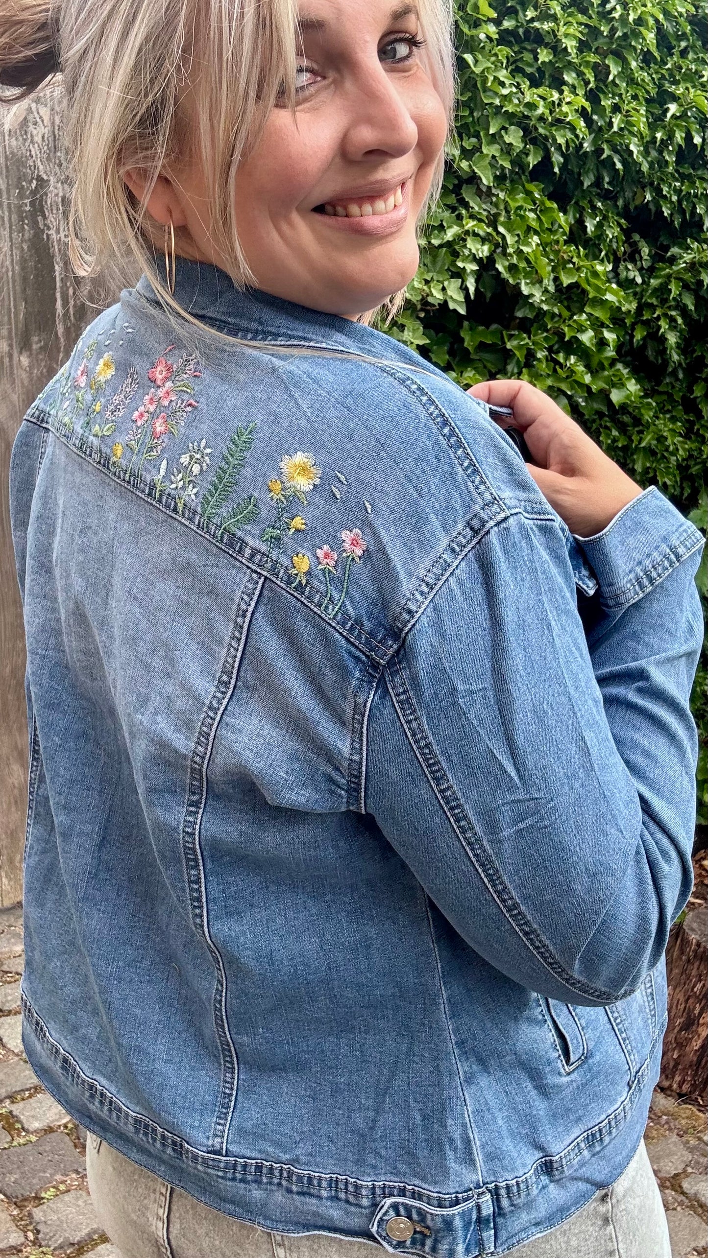 Floral jeansvest