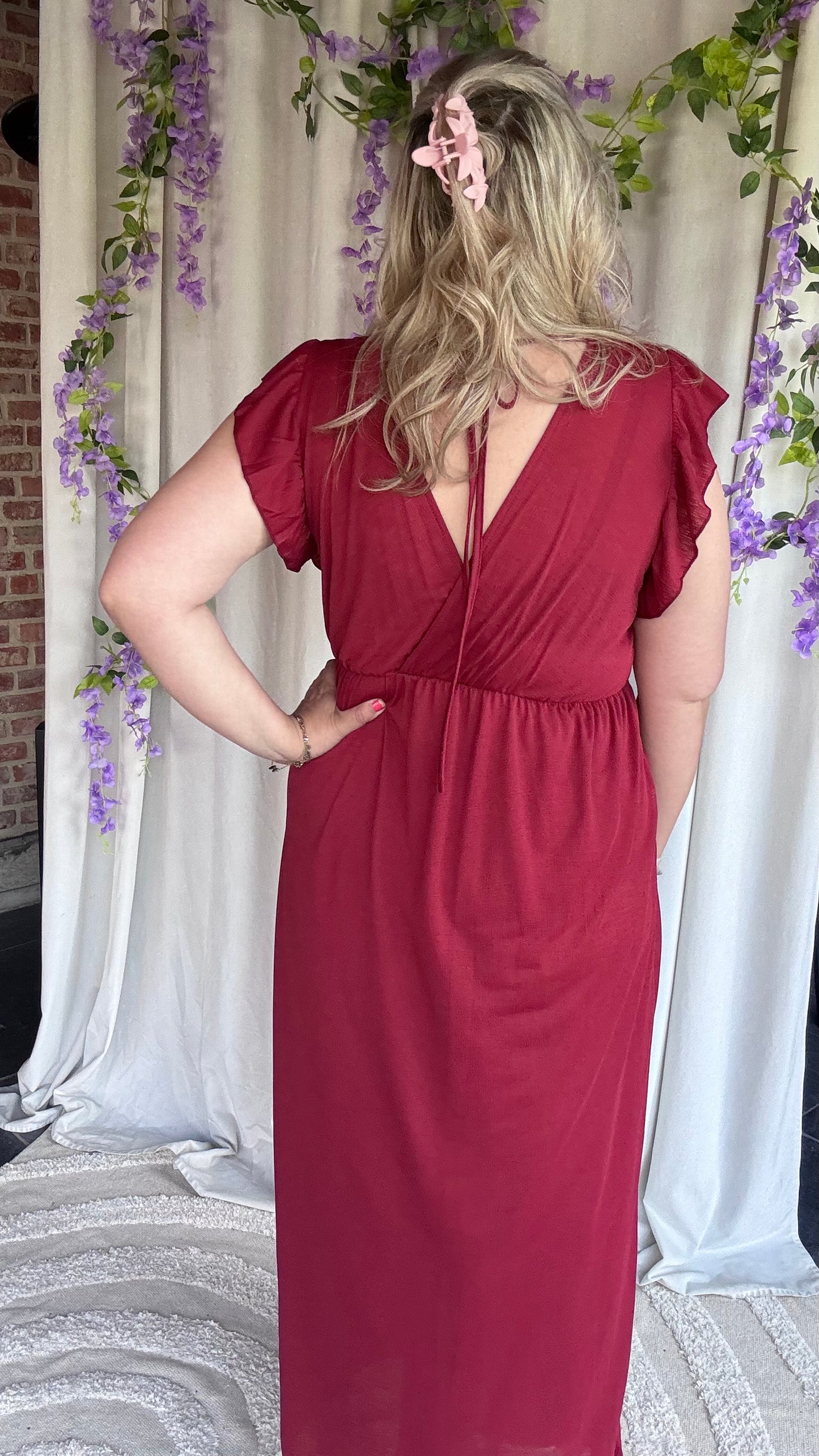 Lush dress wijnrood