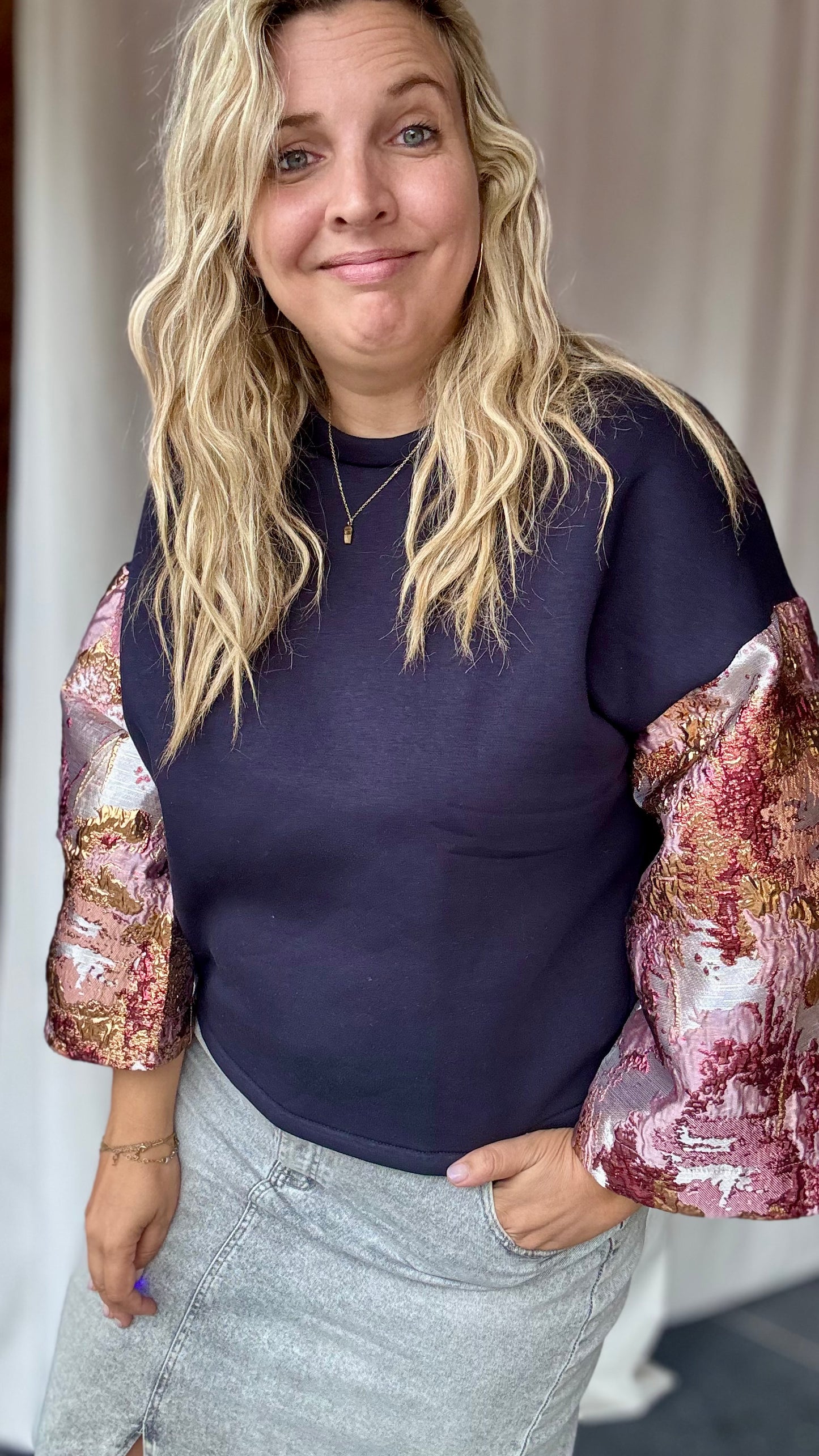Shimmer sweater - Navy/rosé