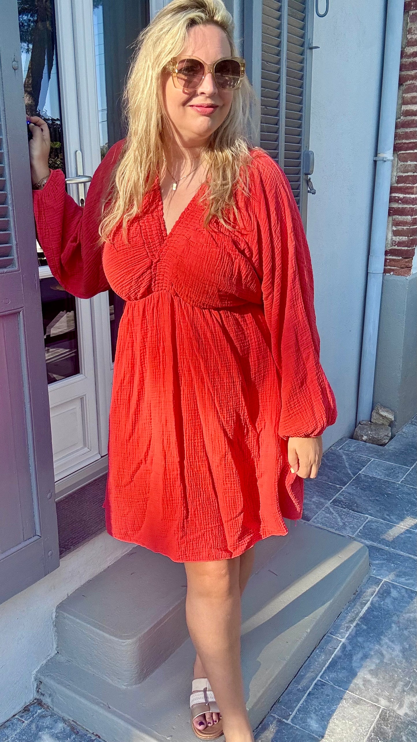 Sella jurk koraalrood