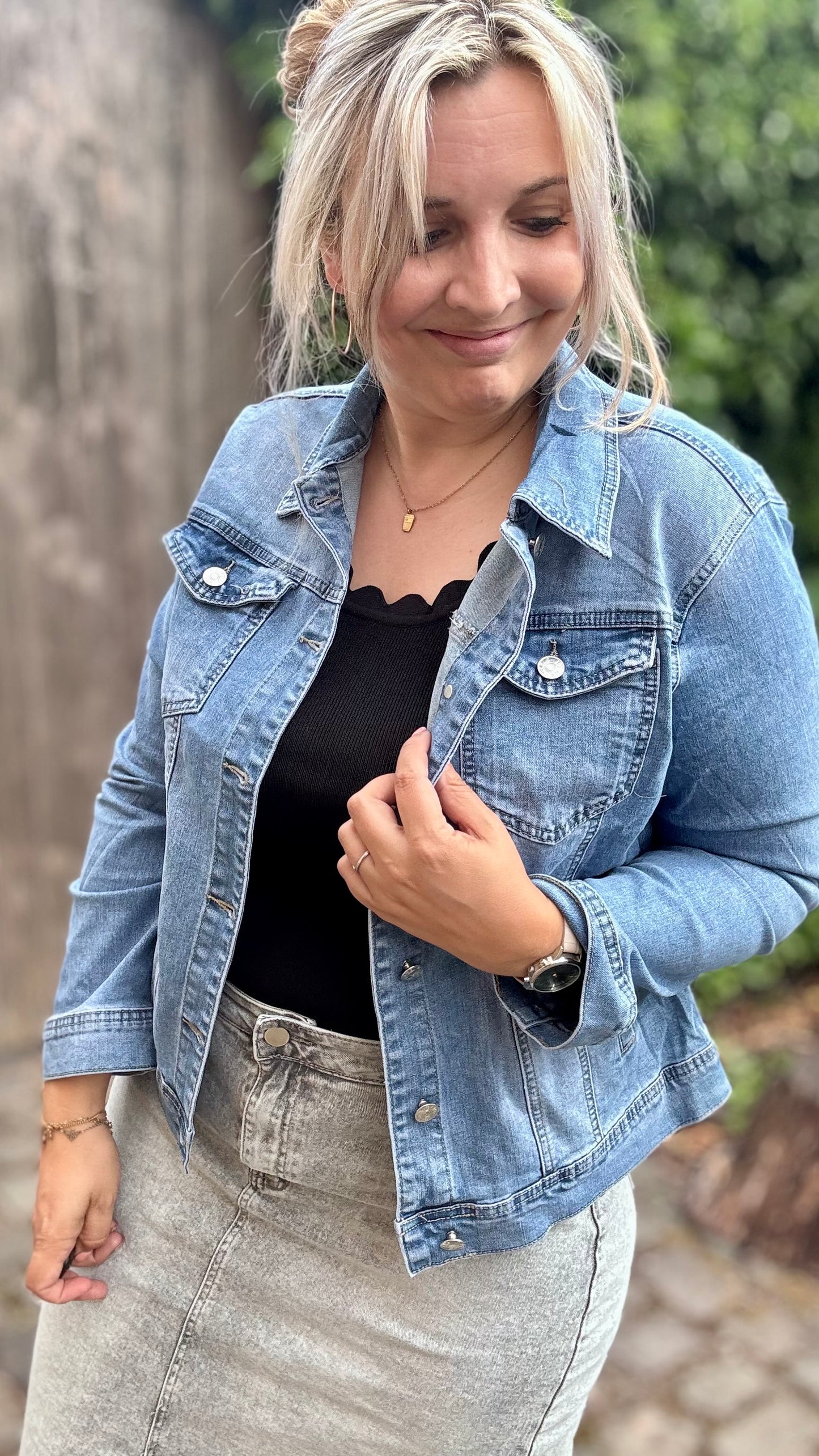 Floral jeansvest