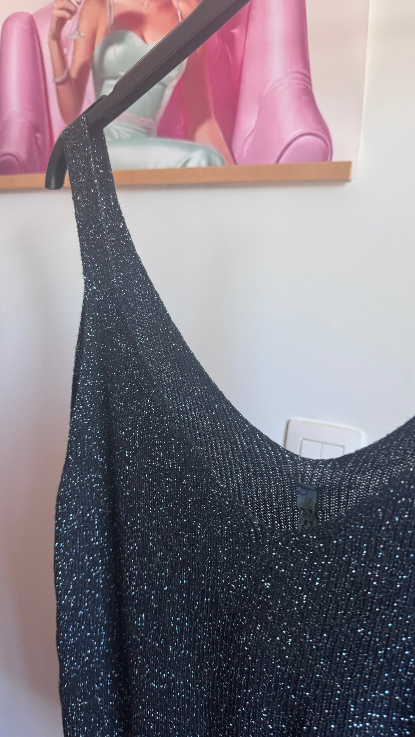 Fine knit Lurex top - Zwart