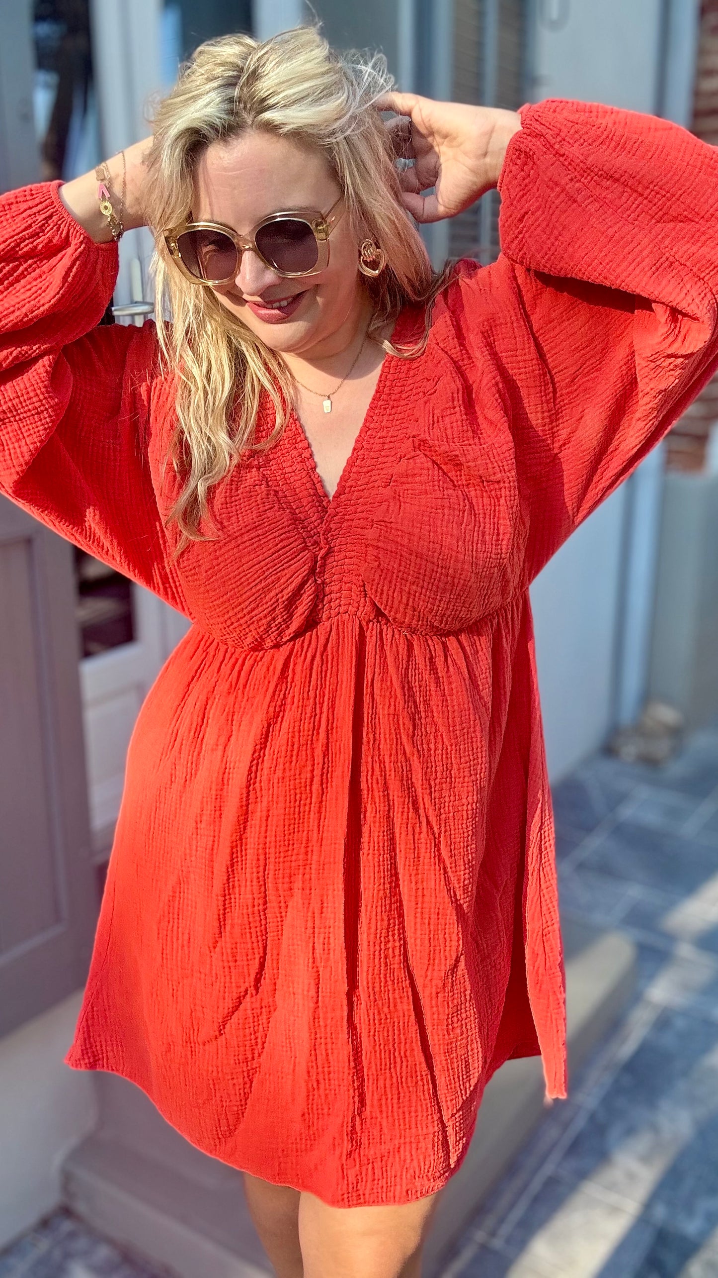 Sella jurk koraalrood