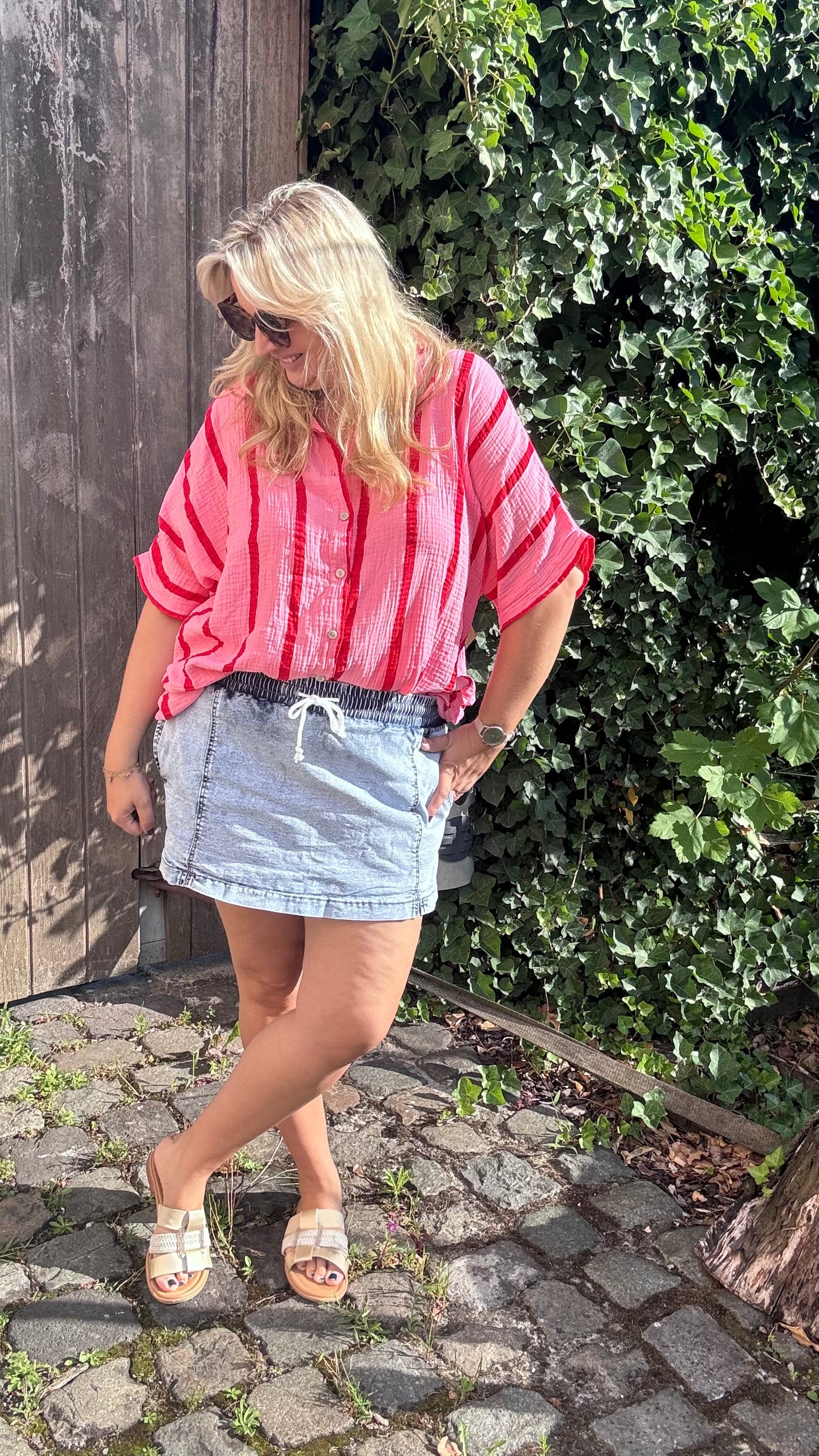 Denim skort blauw