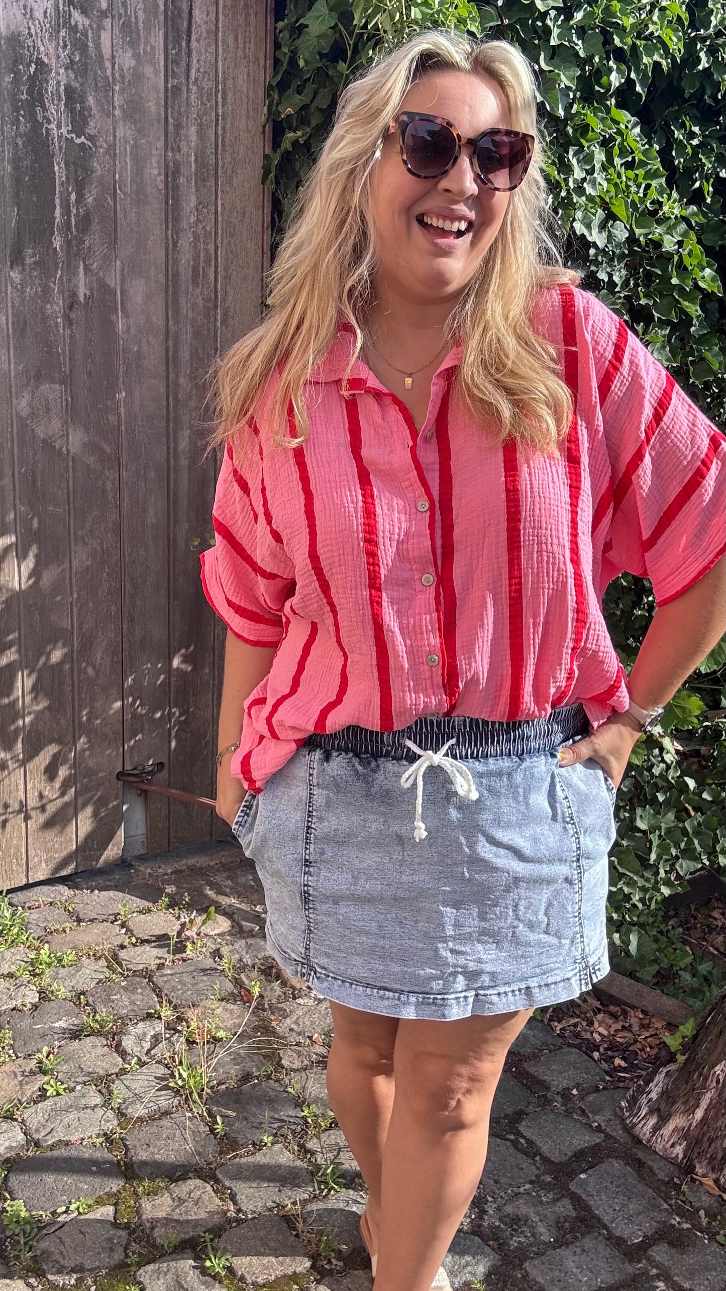 Denim skort blauw
