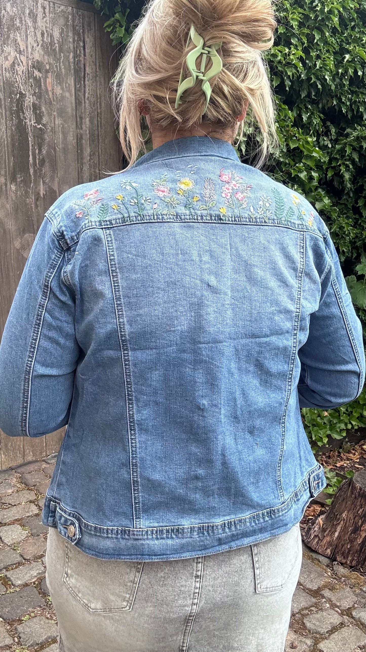 Floral jeansvest
