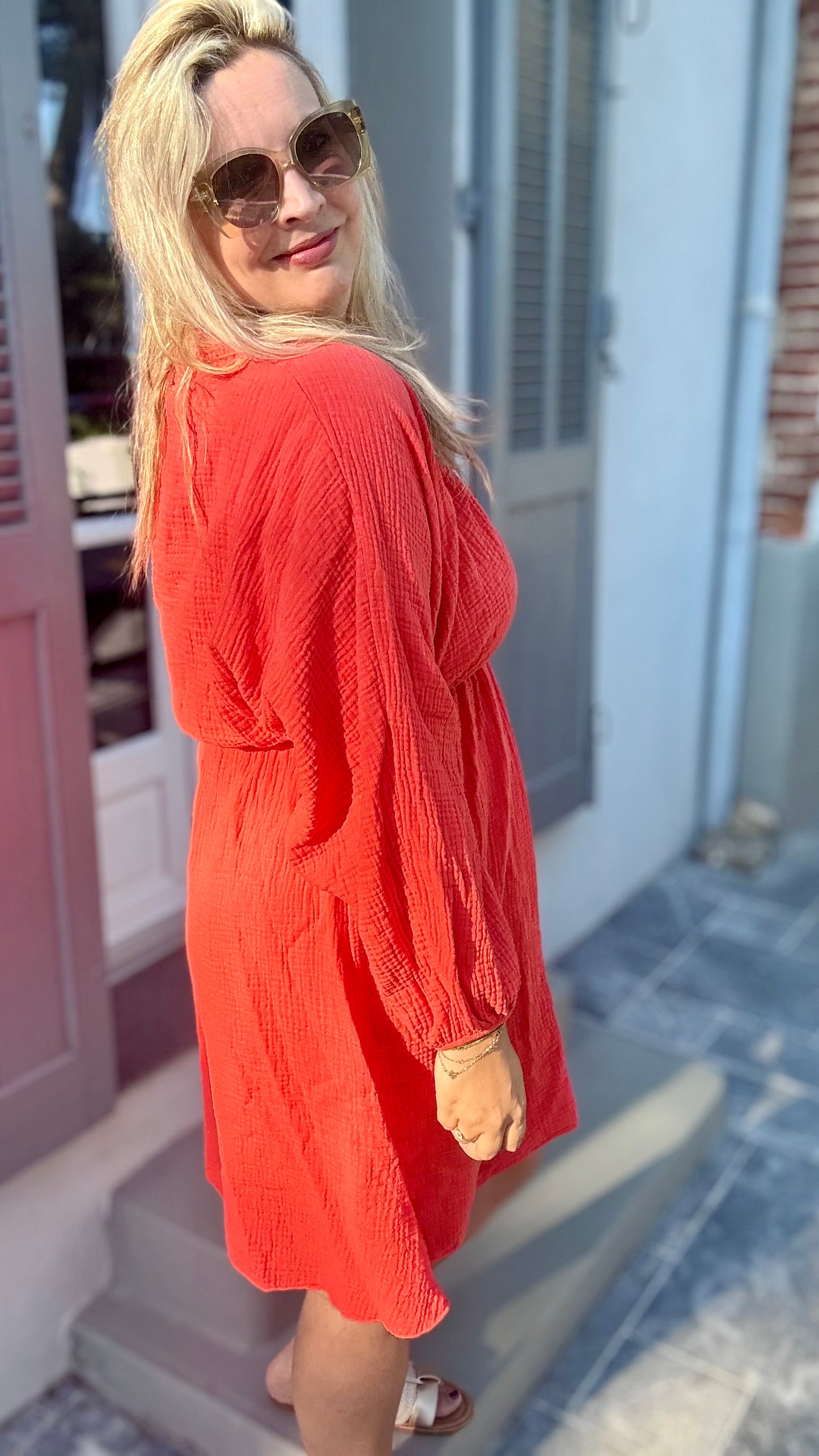 Sella jurk koraalrood