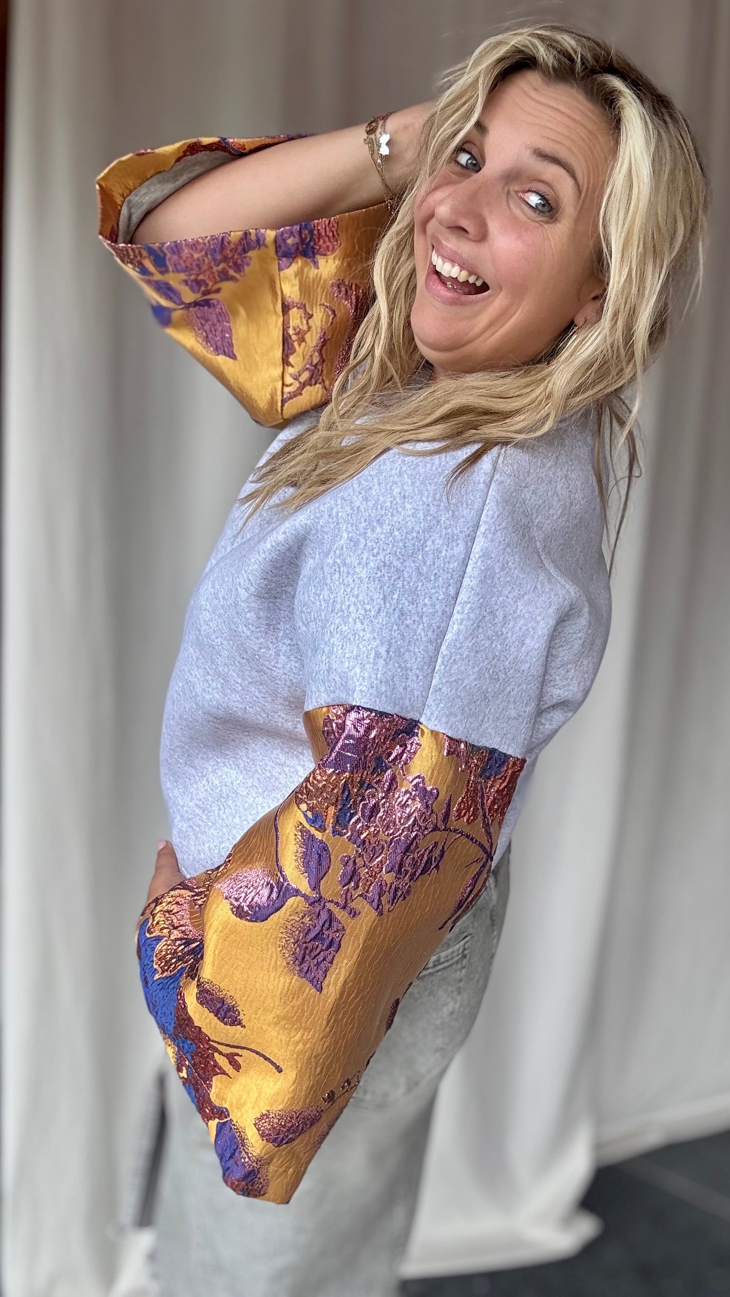 Shimmer sweater - grijs/goud