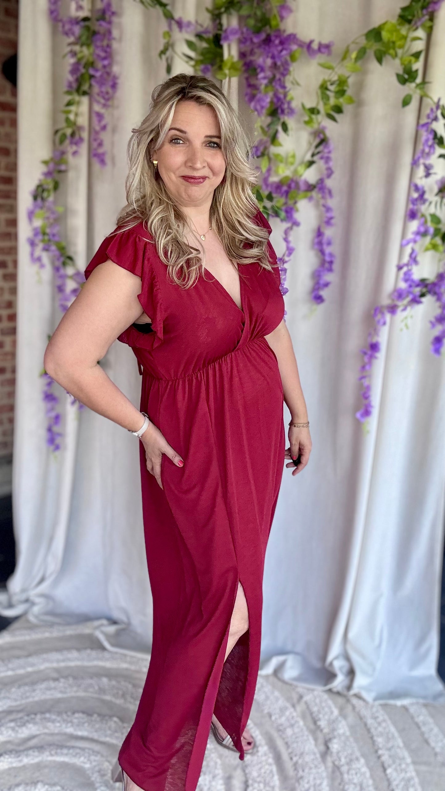Lush dress wijnrood