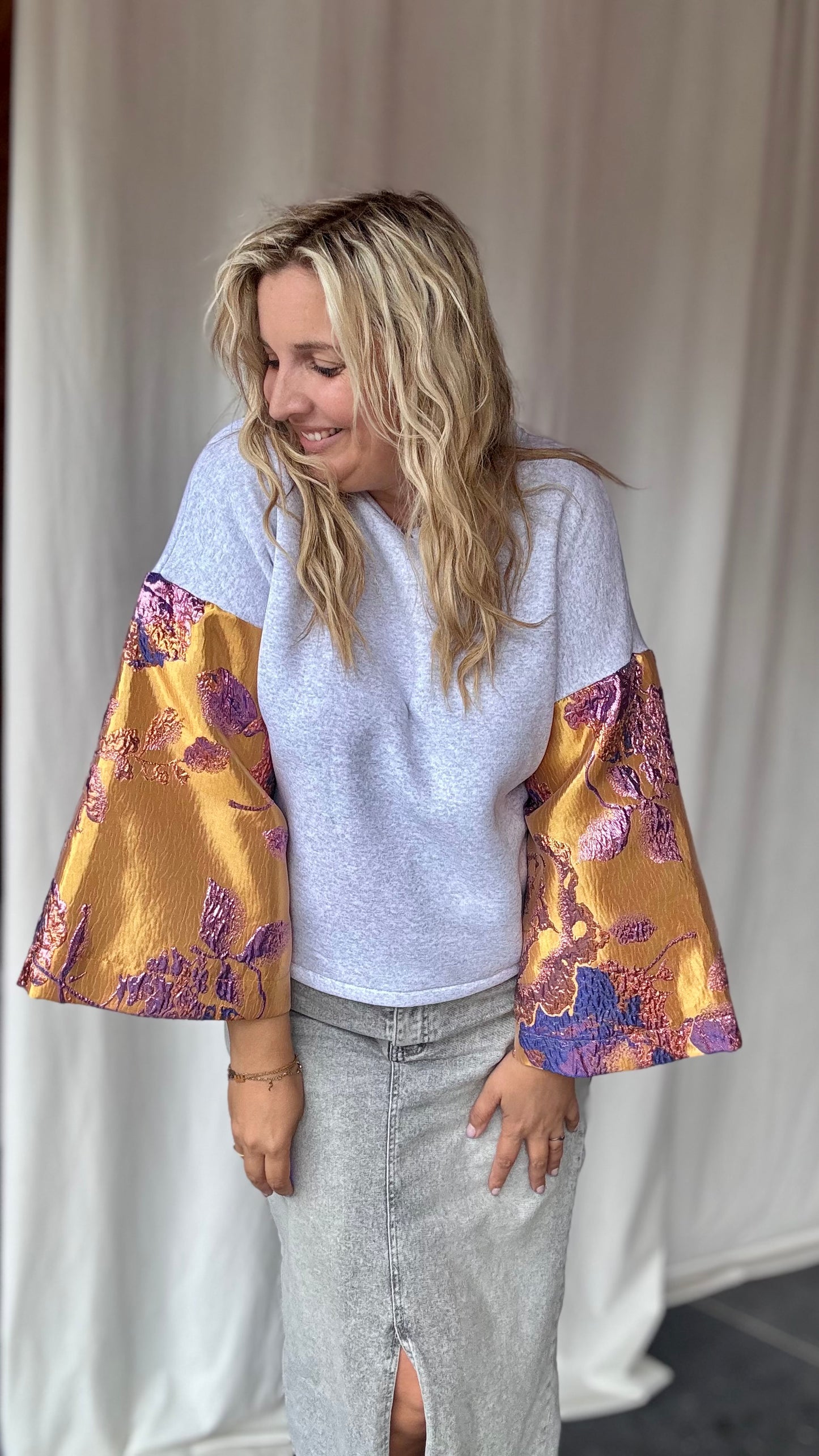 Shimmer sweater - grijs/goud