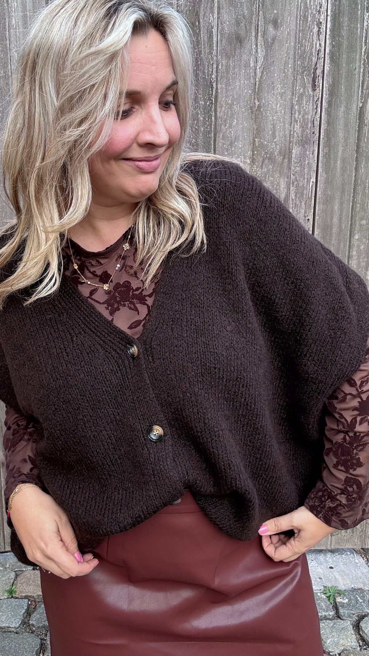 Elora cardigan - Bruin