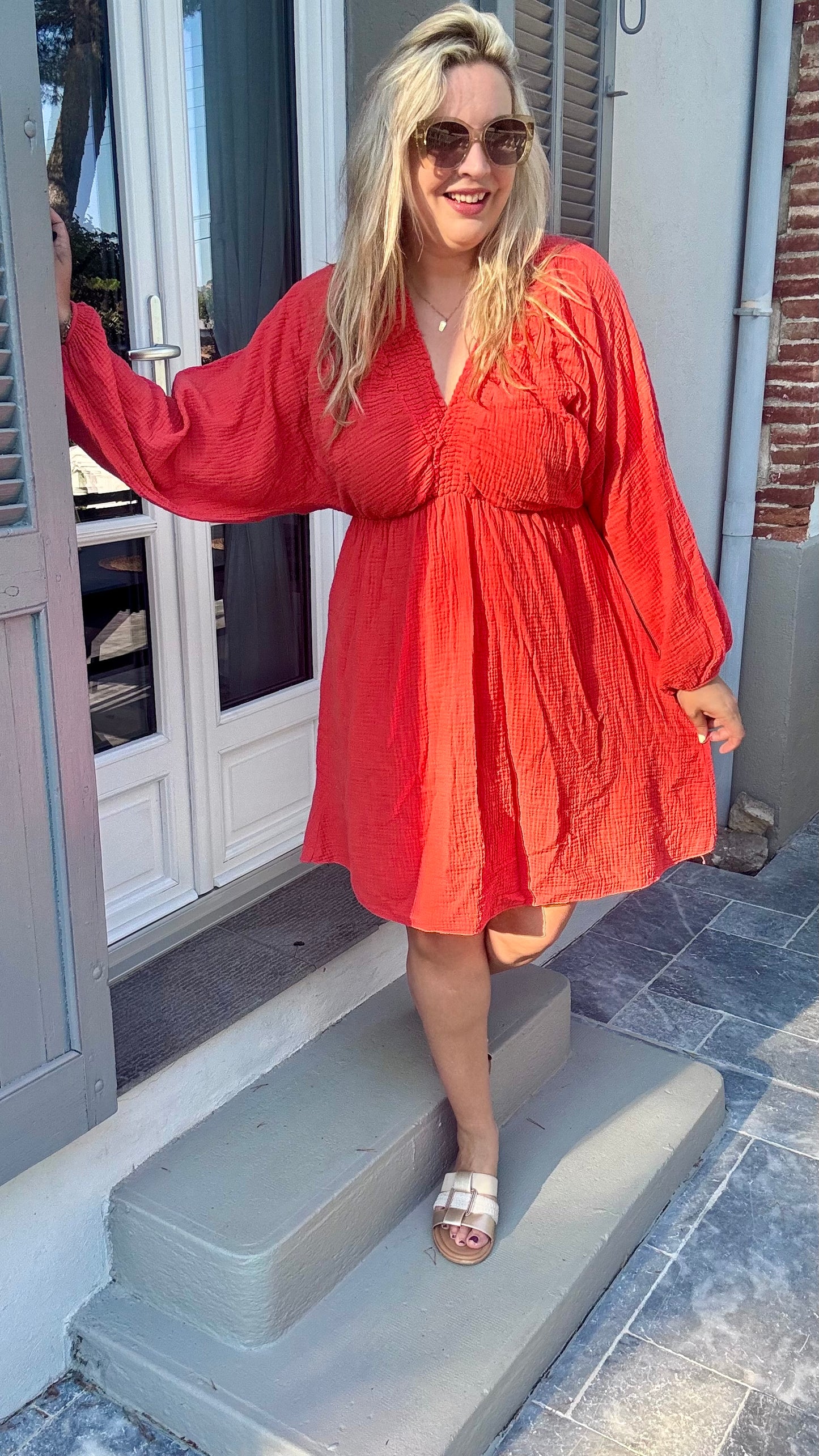 Sella jurk koraalrood