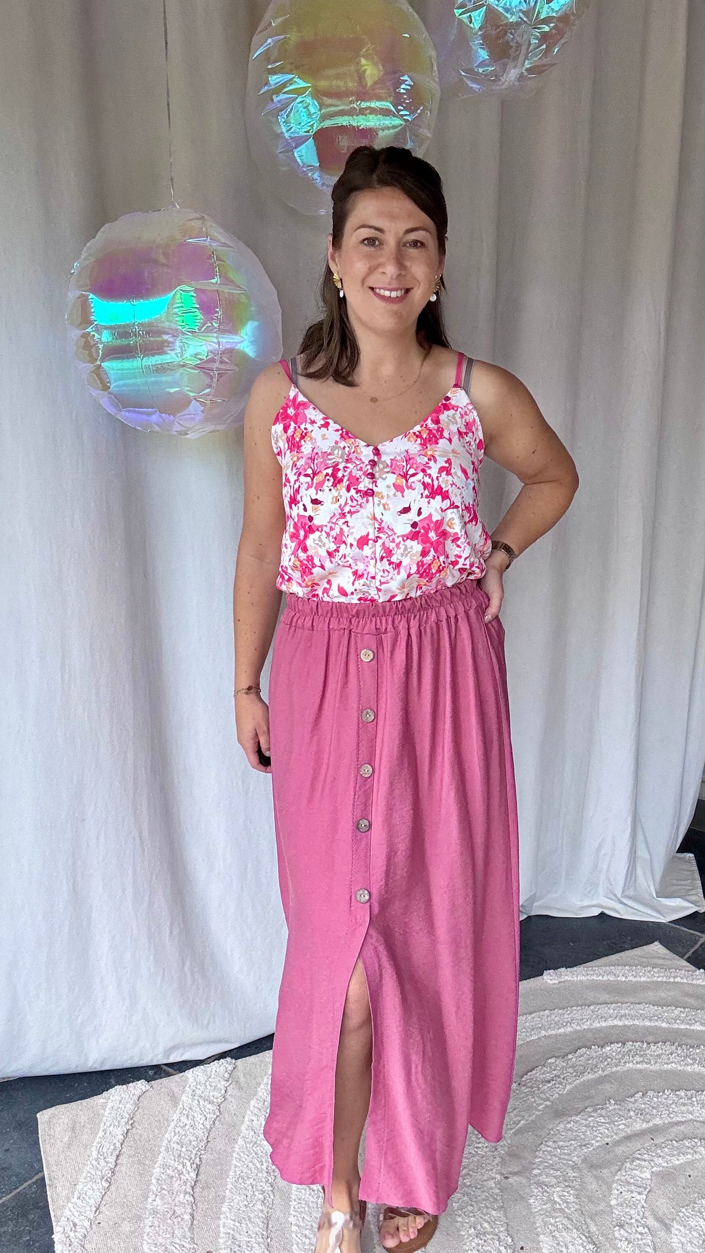 Suki top roze print