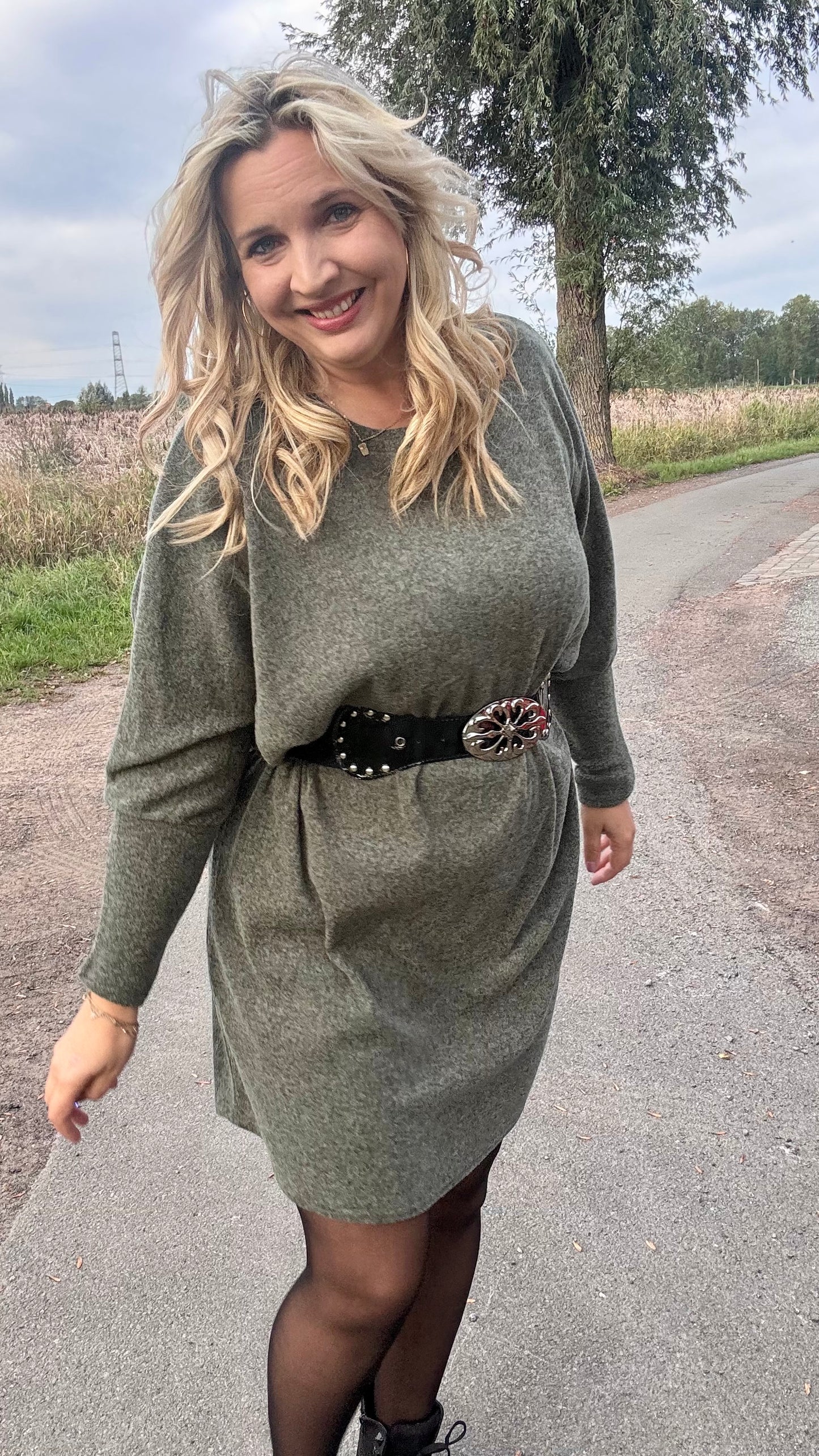 Lounge luxe jurk- Kaki