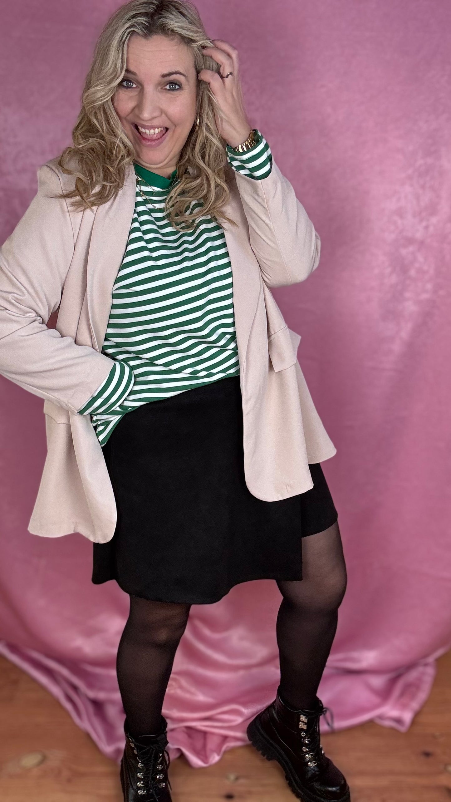 Leopard touch blazer - zand