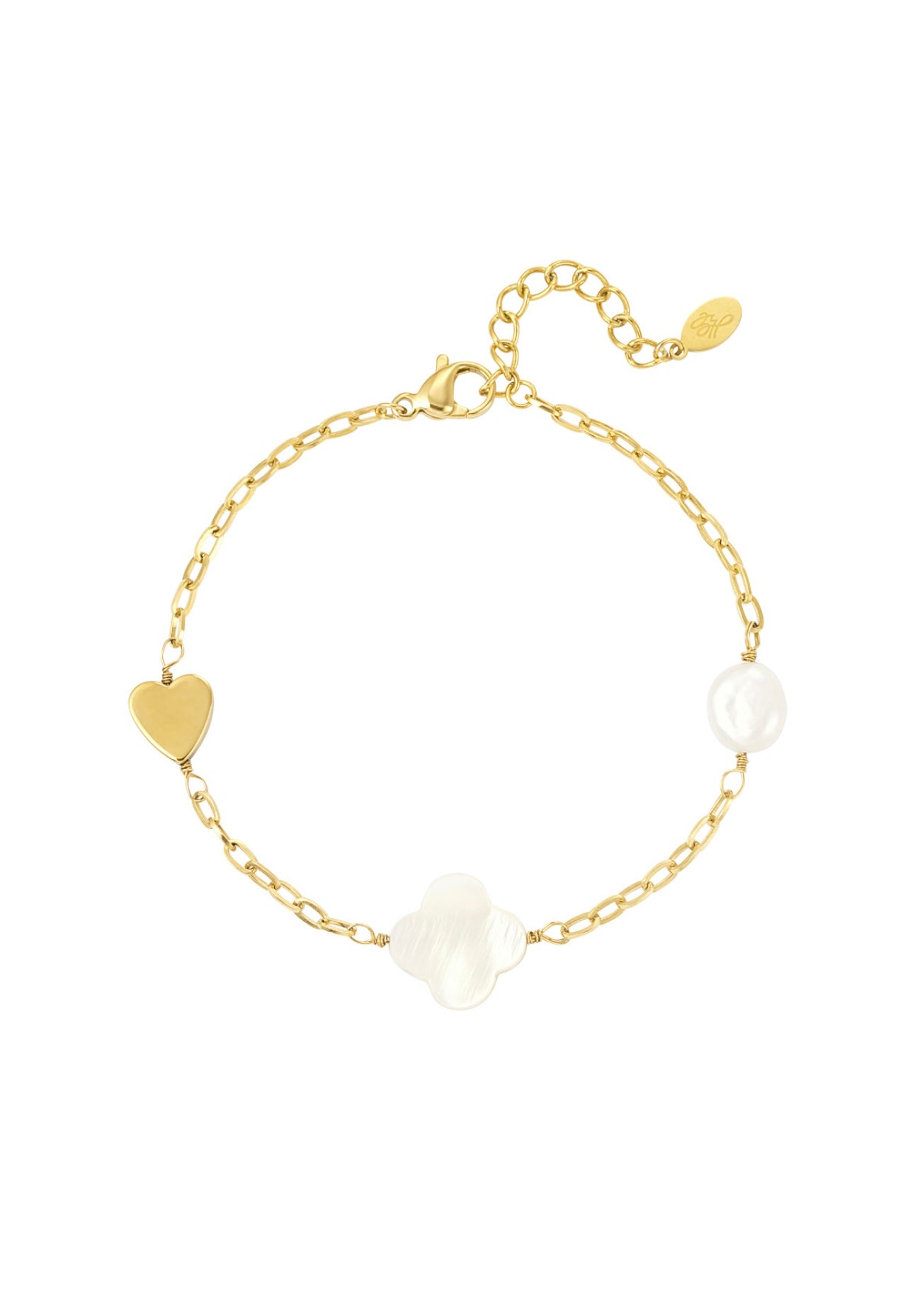 Pearlheart clover armband