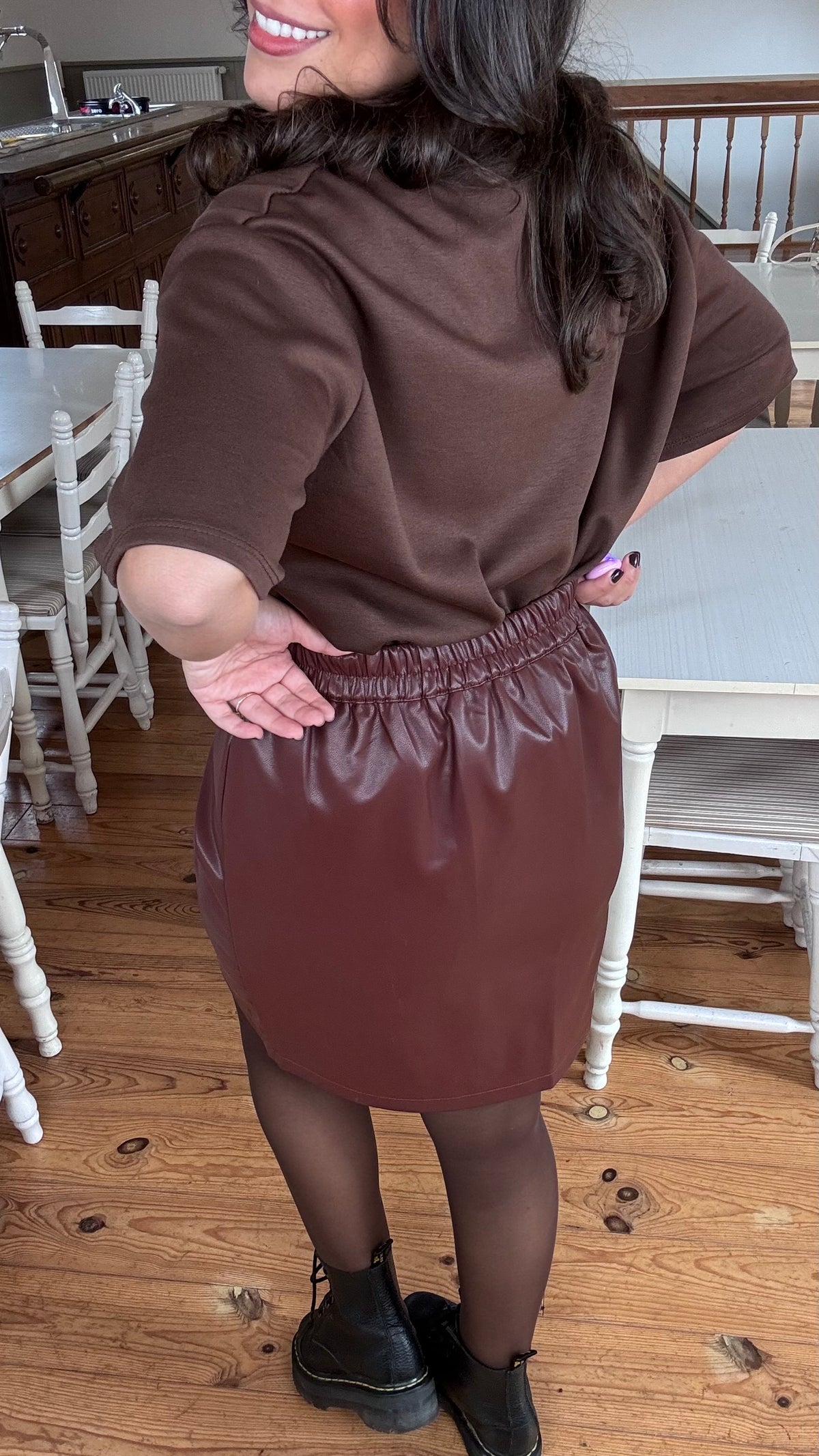Lina leather rok - Bruin