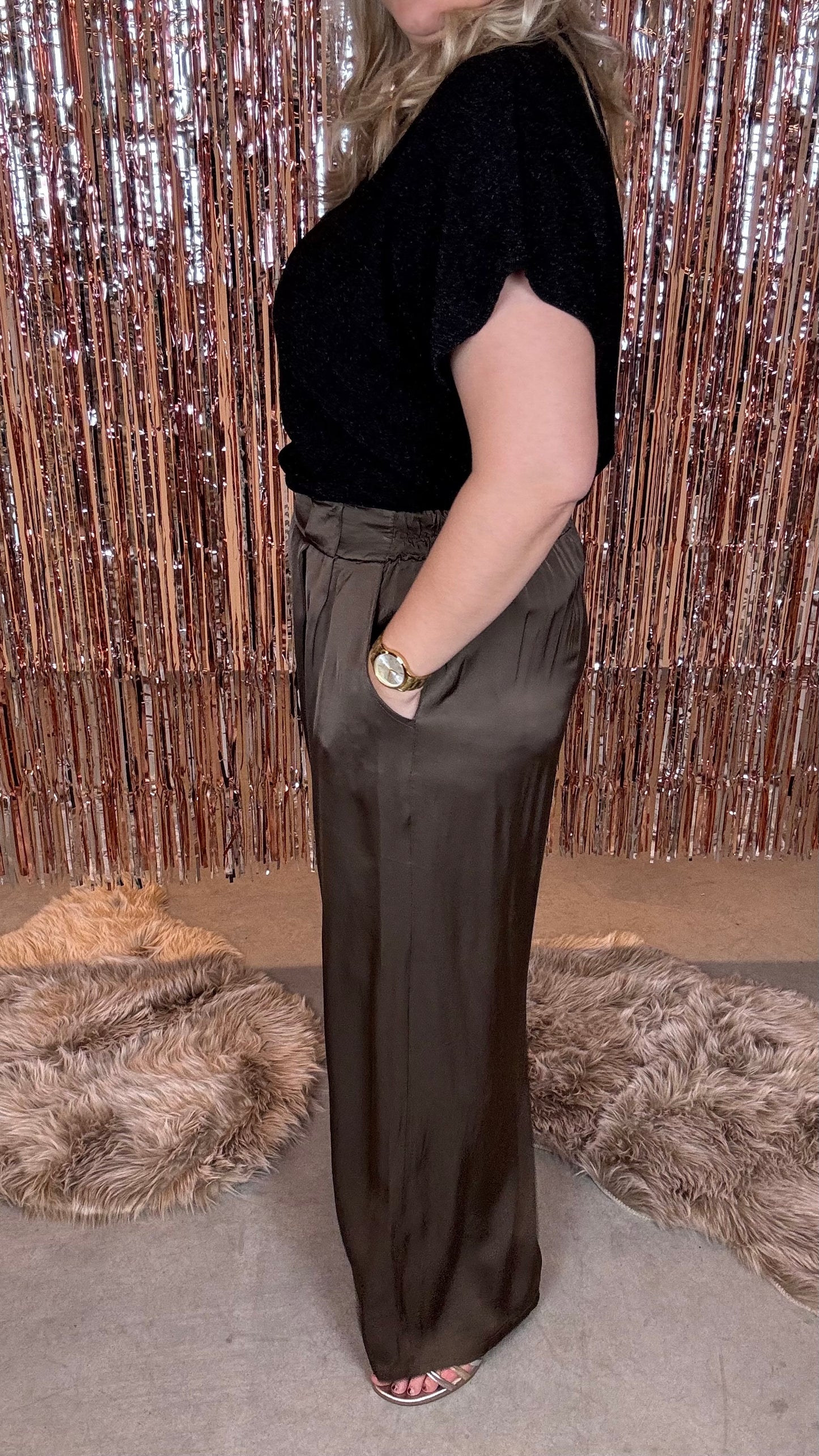 Glamour flow broek - Coffee