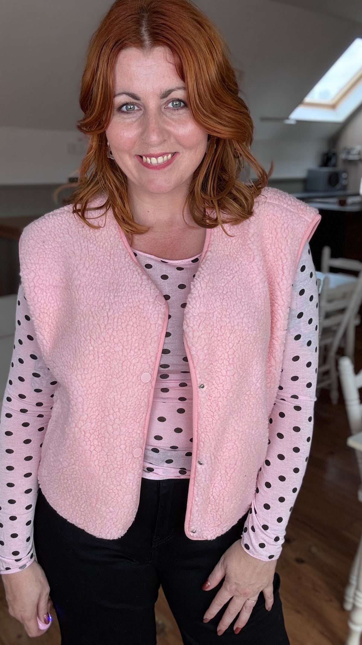 Cashmere touch longsleeve - Roze dots