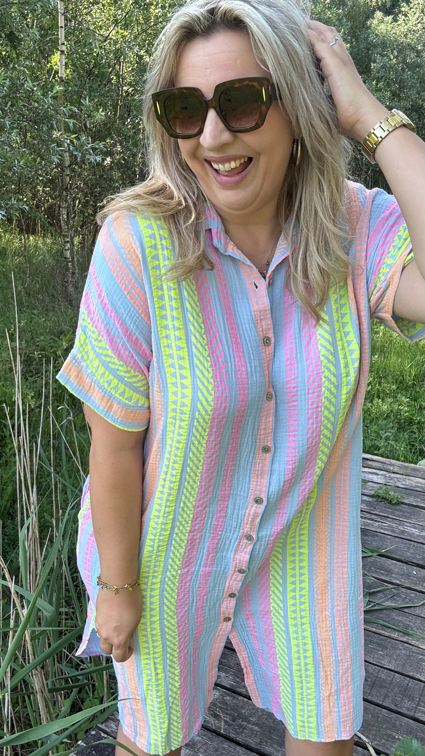 Coastal tetra dress - Blauw