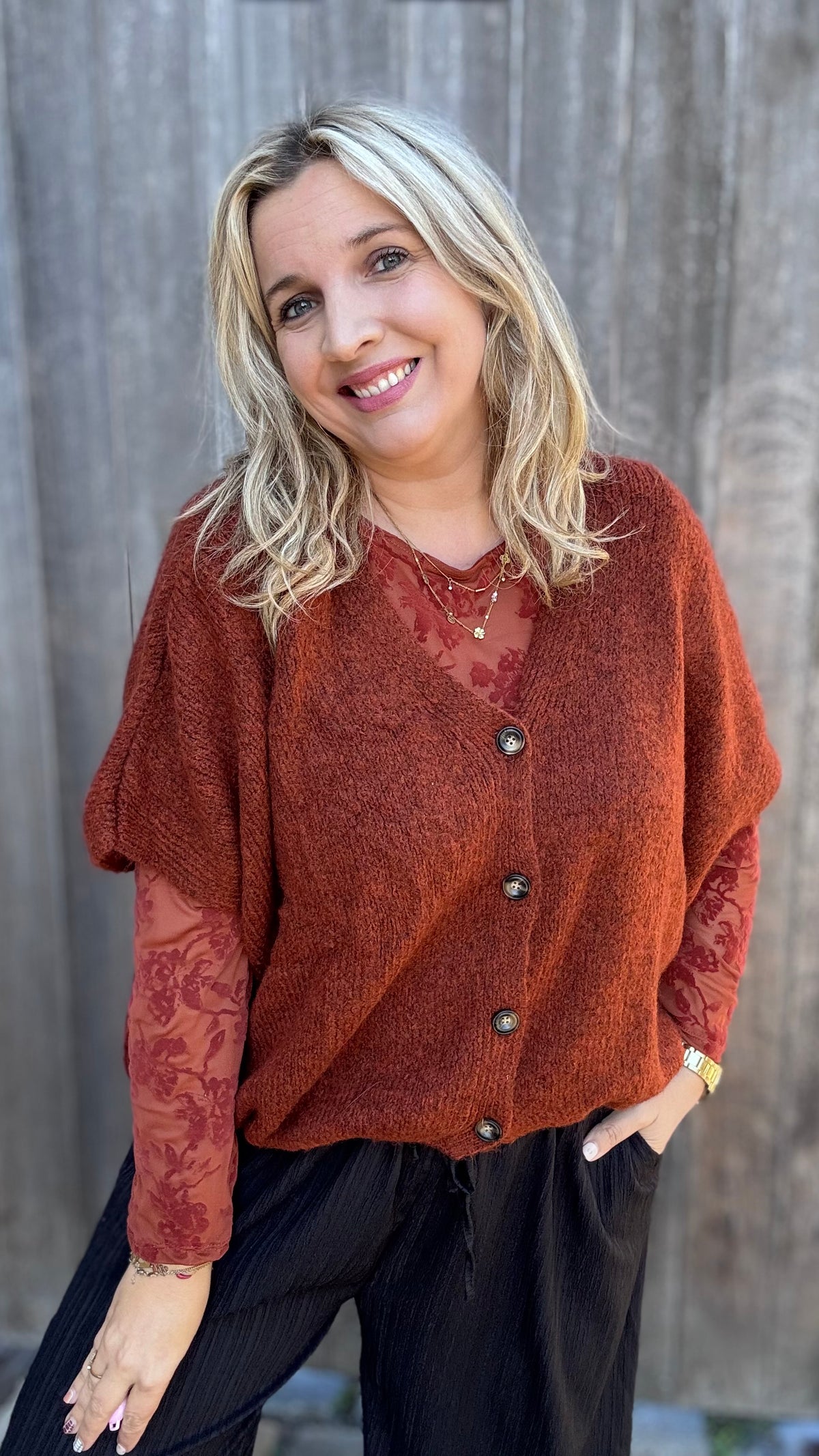 Velvet bloom blouse - Brique