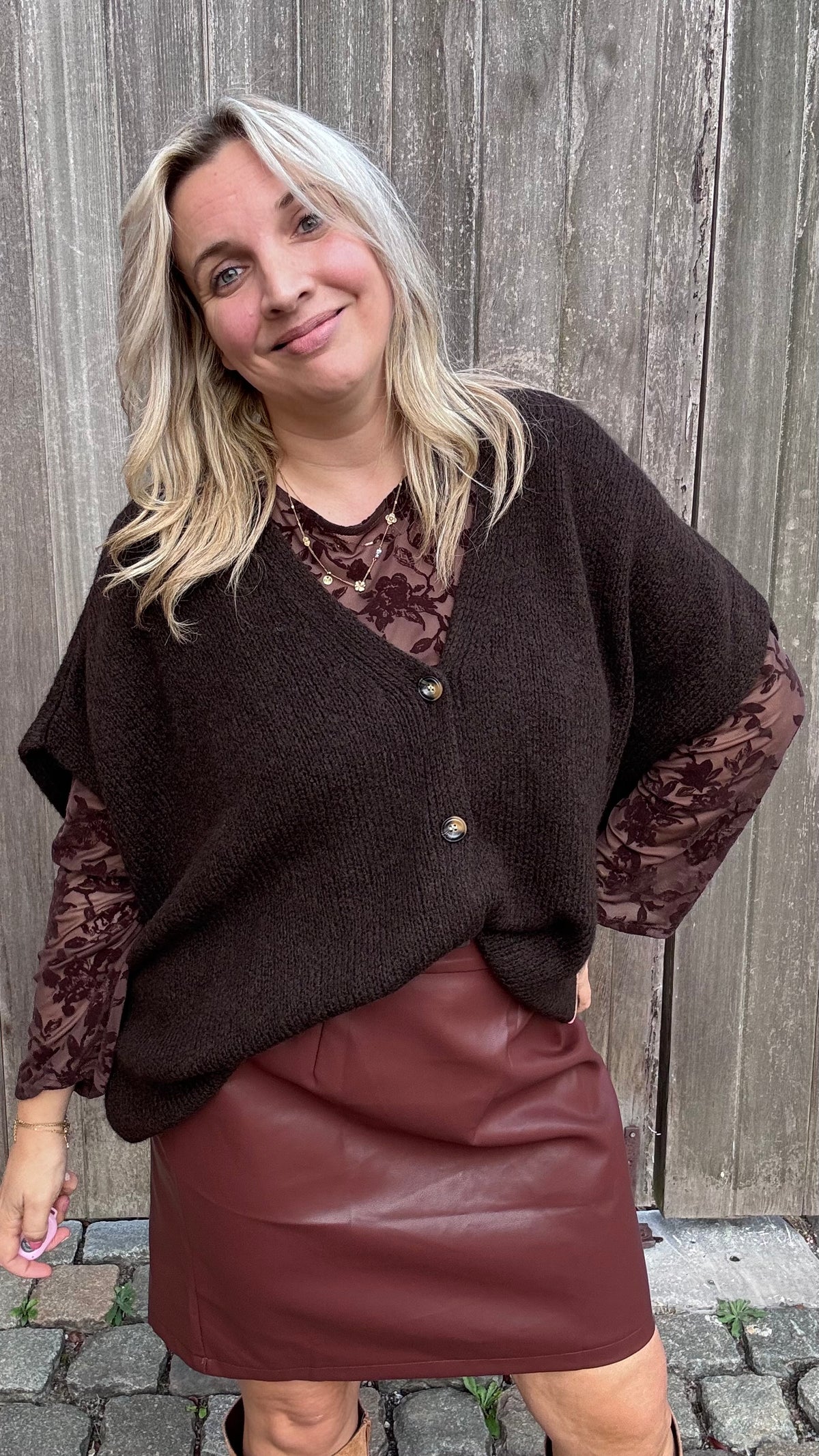 Elora cardigan - Bruin