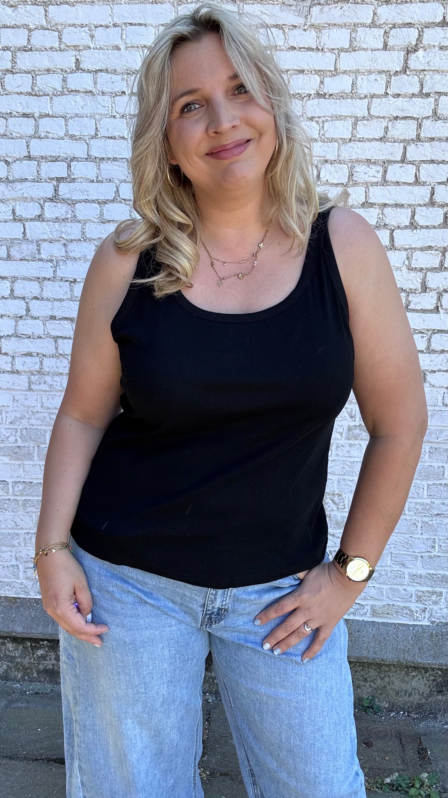 Ribbed top - Zwart