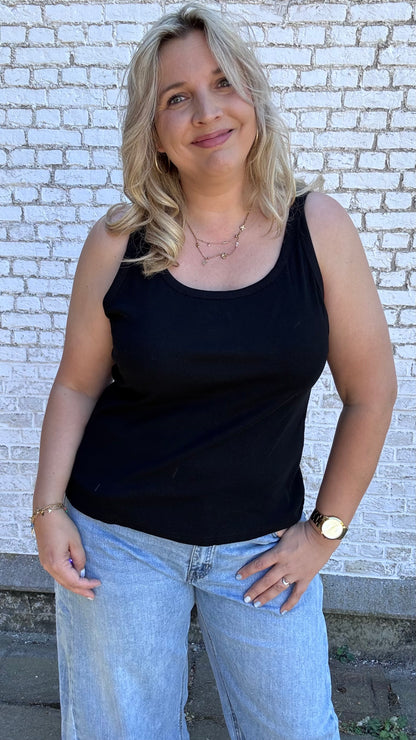 Ribbed top - Zwart