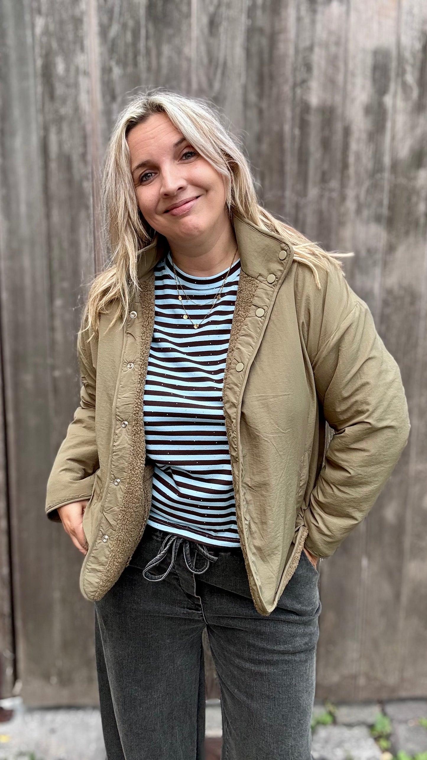 Reversible Teddy Jacket - Kaki