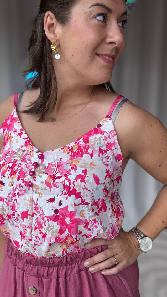 Suki top roze print