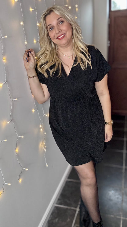 Midnight sprakle wrap dress - Zwart