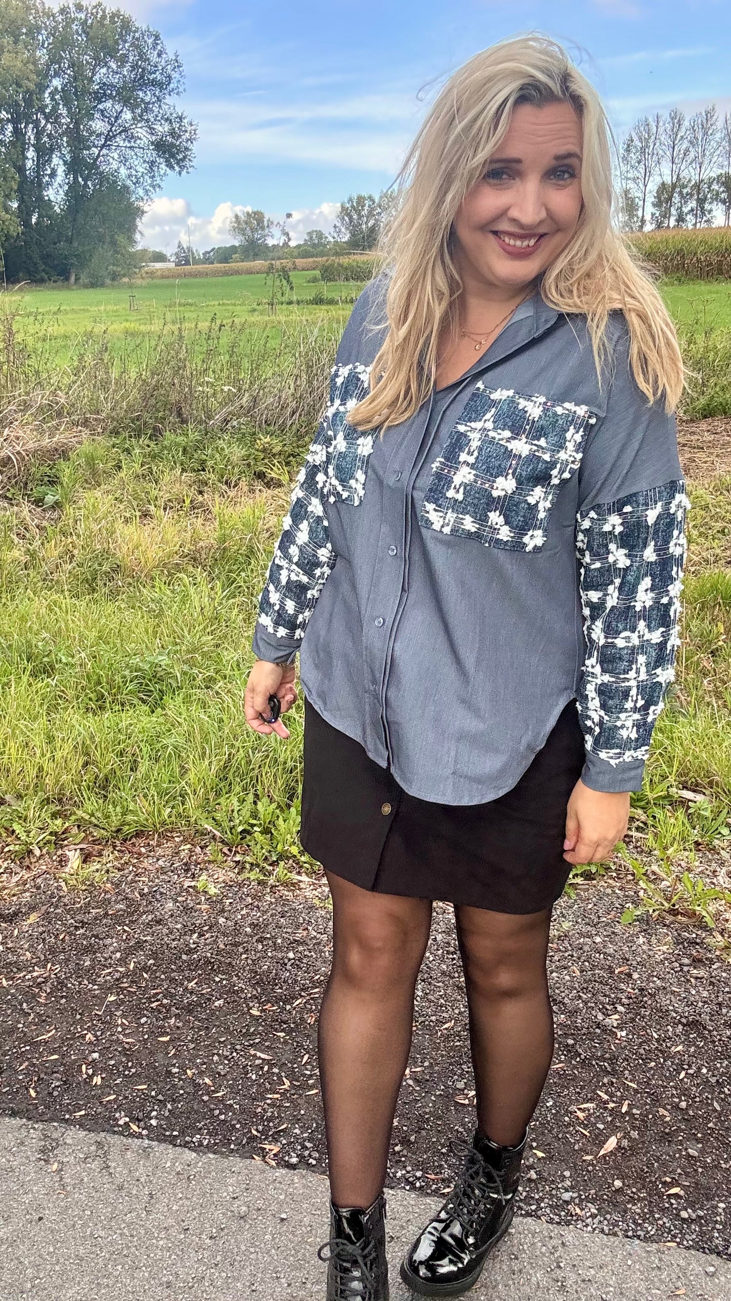 Sparkle denim blouse