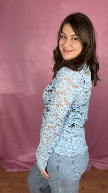Fleur lace blouse - Lichtblauw