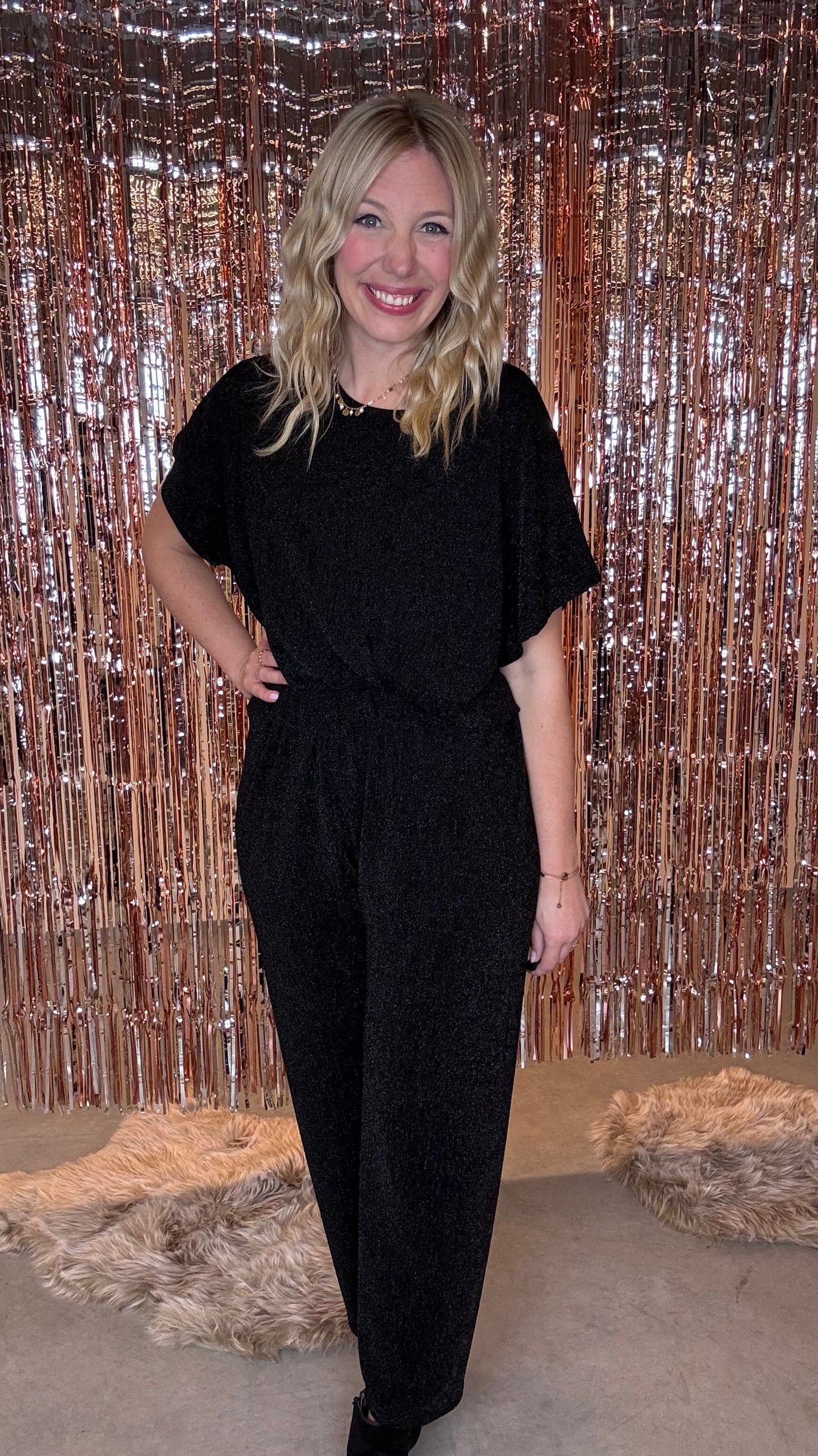 Sparkle lurex broek - Zwart