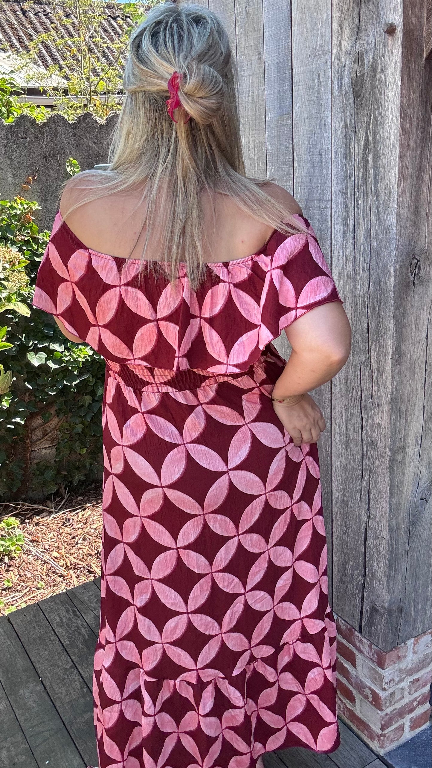 Rozanna off-shoulder jurk - Roze
