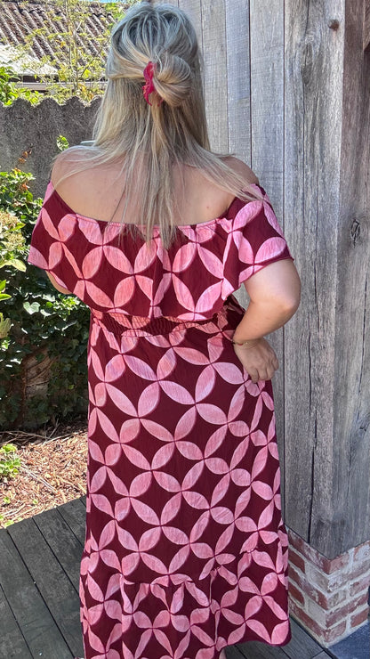 Rozanna off-shoulder jurk - Roze