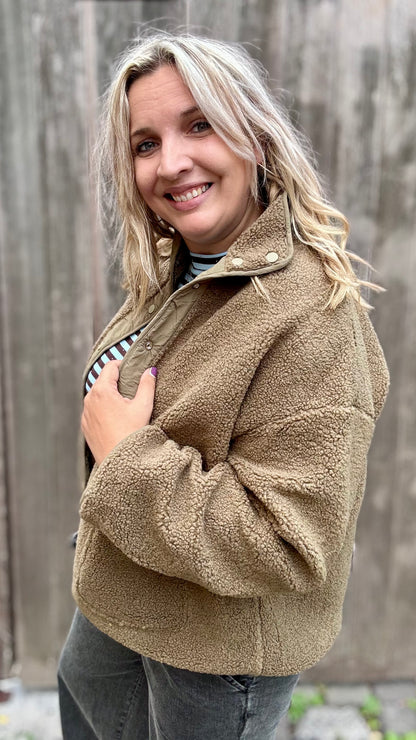 Reversible Teddy Jacket - Kaki