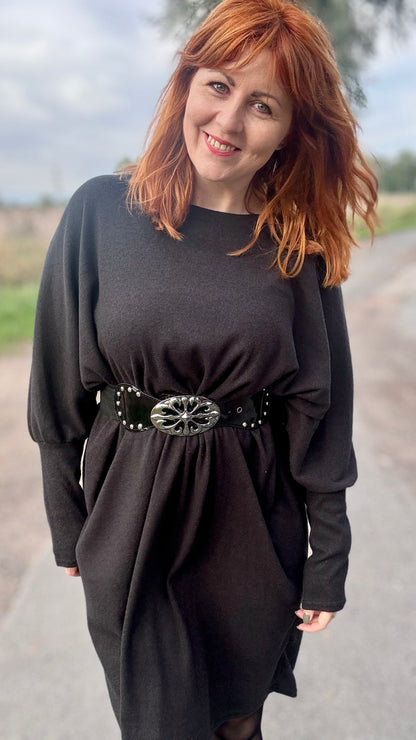 Lounge luxe jurk - zwart