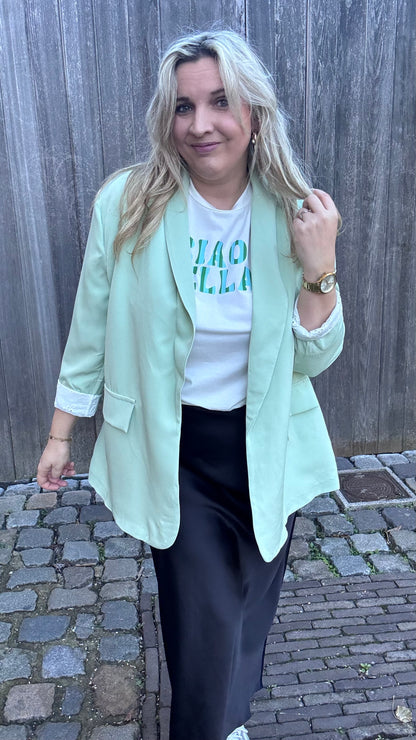 Lace touch blazer - Mintgroen