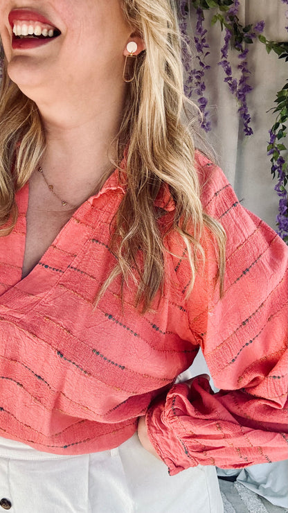 Striped elegance blouse koraal